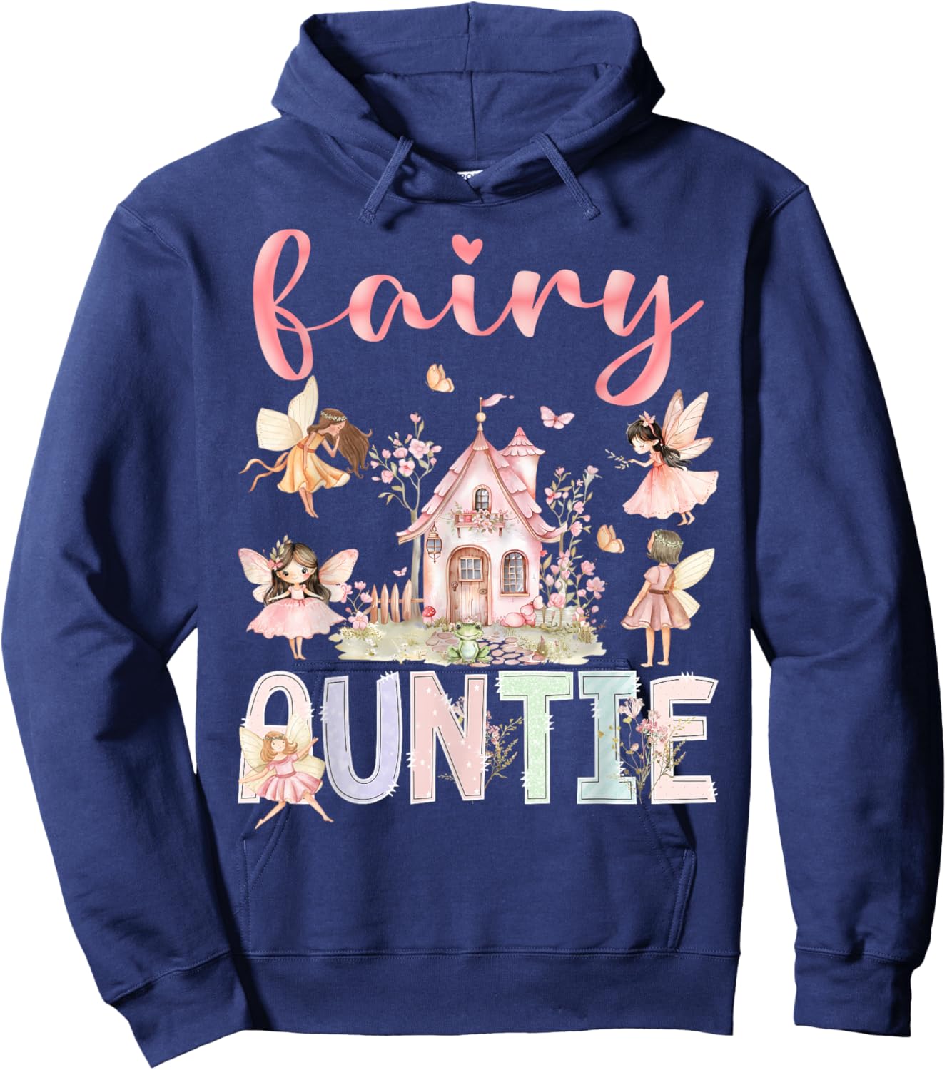 Fairy Auntie Magical Floral Funny Birthday Girl Fairytale Hoodie - Hoodie | Navy