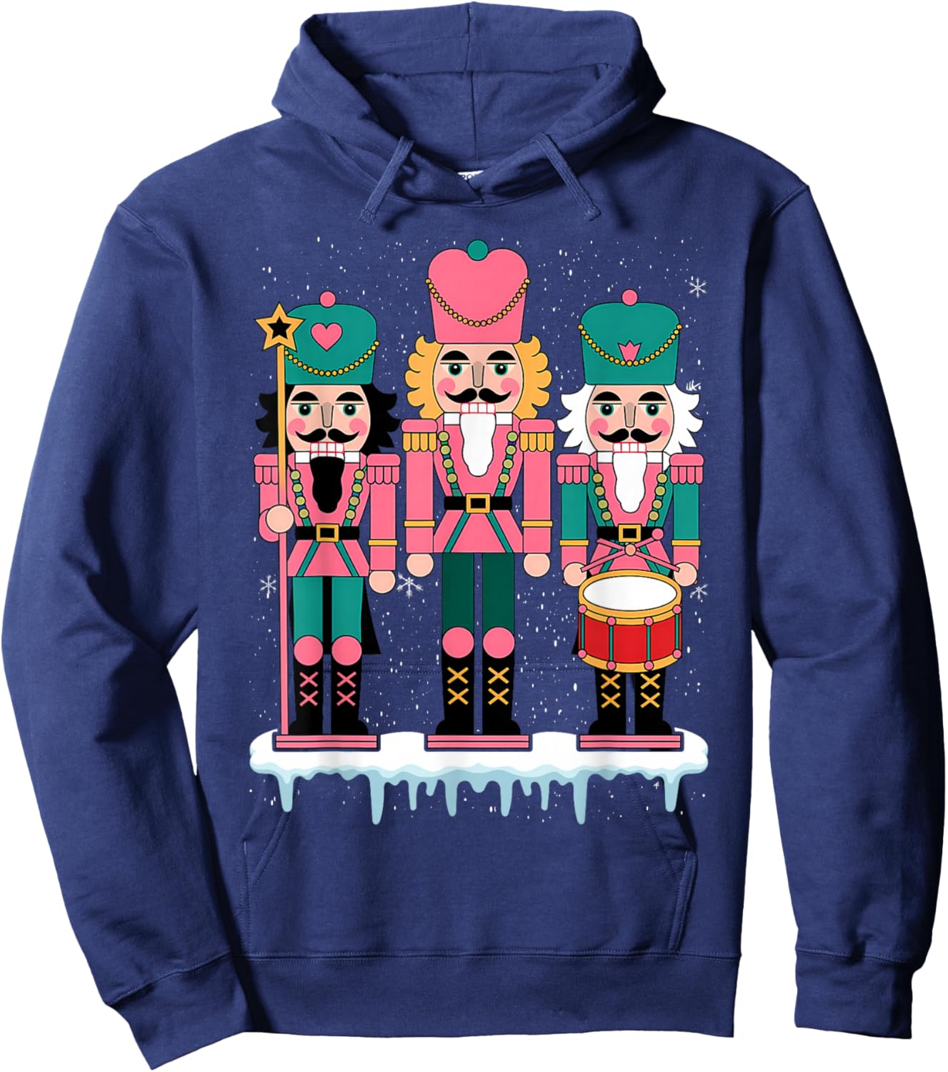 Pink Nutcracker Squad Xmas Pink Christmas Pajamas Women Kids Hoodie - Hoodie | Navy