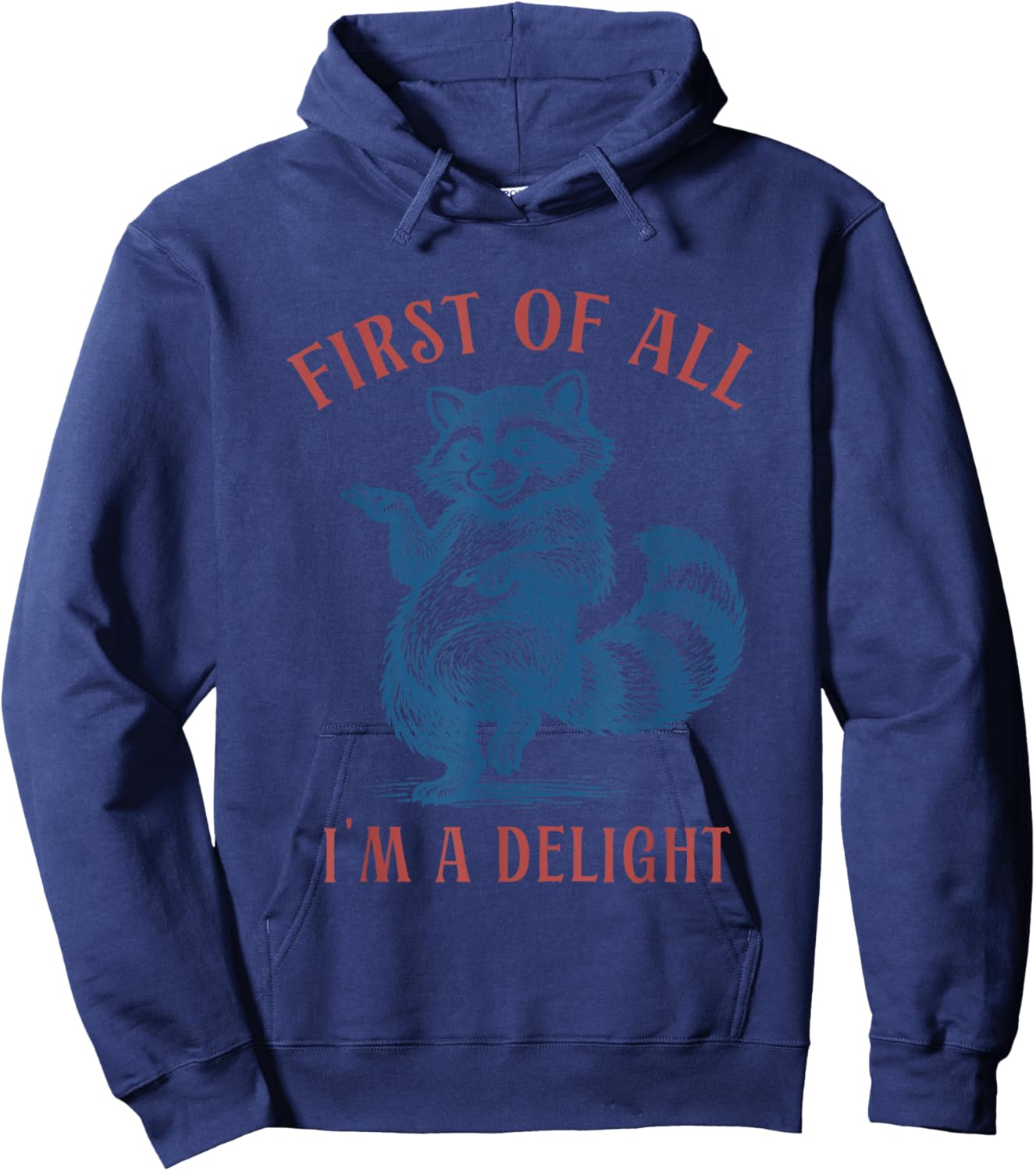 First of All I'm a Delight Funny Raccoon Sarcastic Sayings Hoodie - Hoodie | Navy