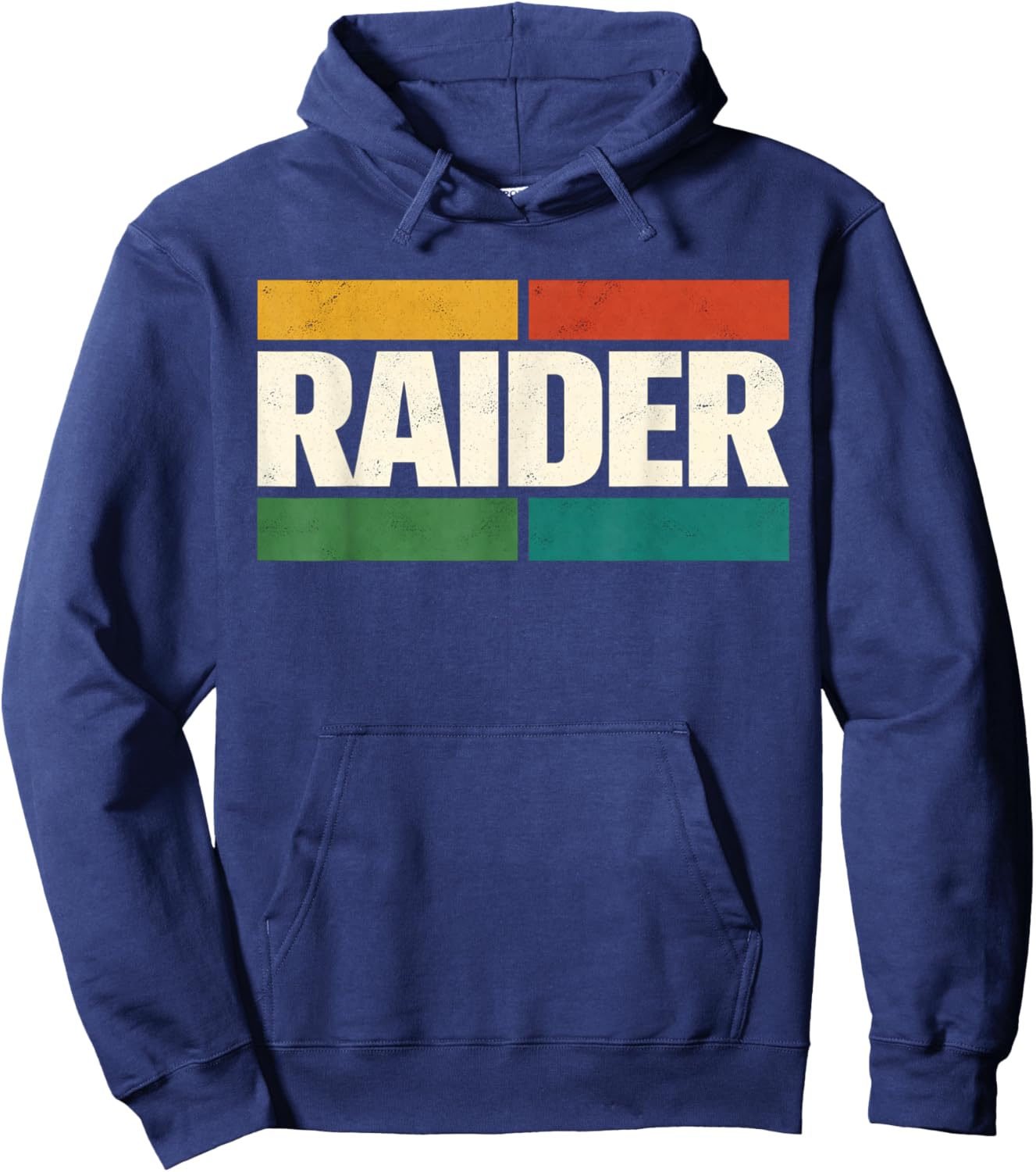 Raider Retro Block Style Bold Graphic Identity Hoodie - Hoodie | Navy