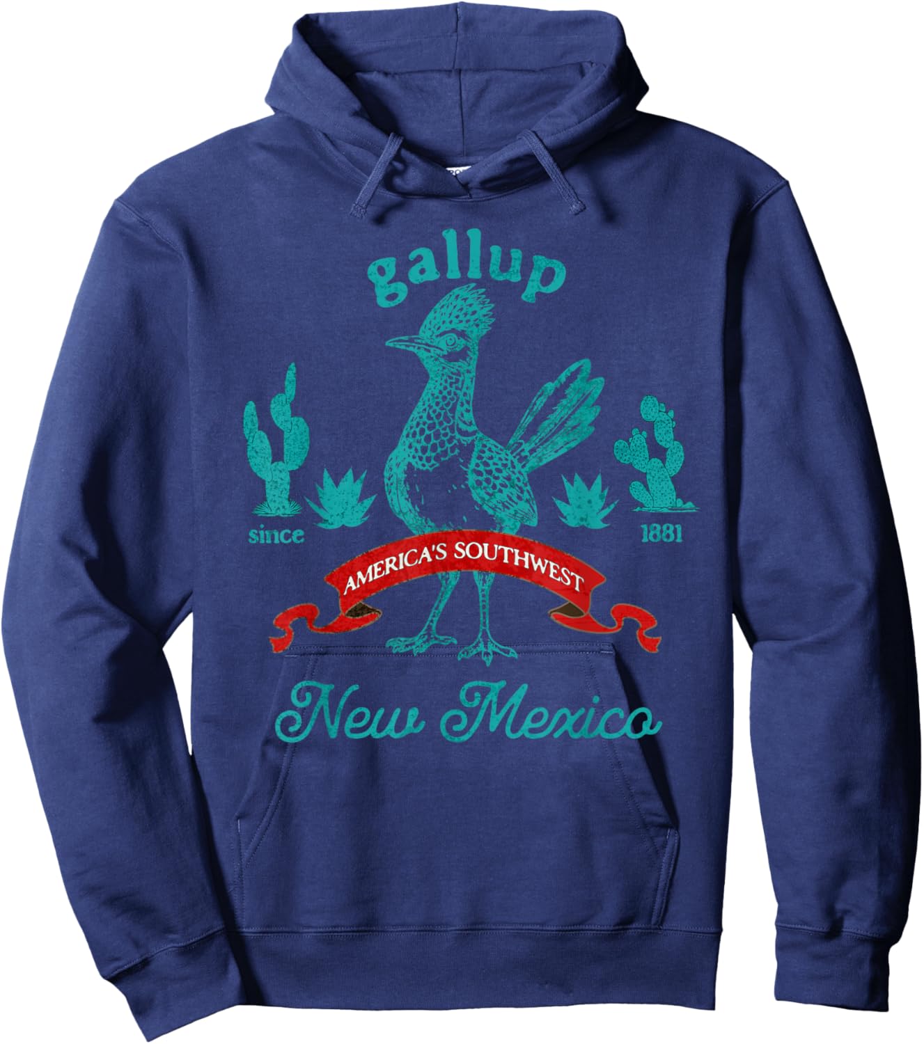 Gallup New Mexico Roadrunner Vintage Cactus Souvenir Hoodie - Hoodie | Navy