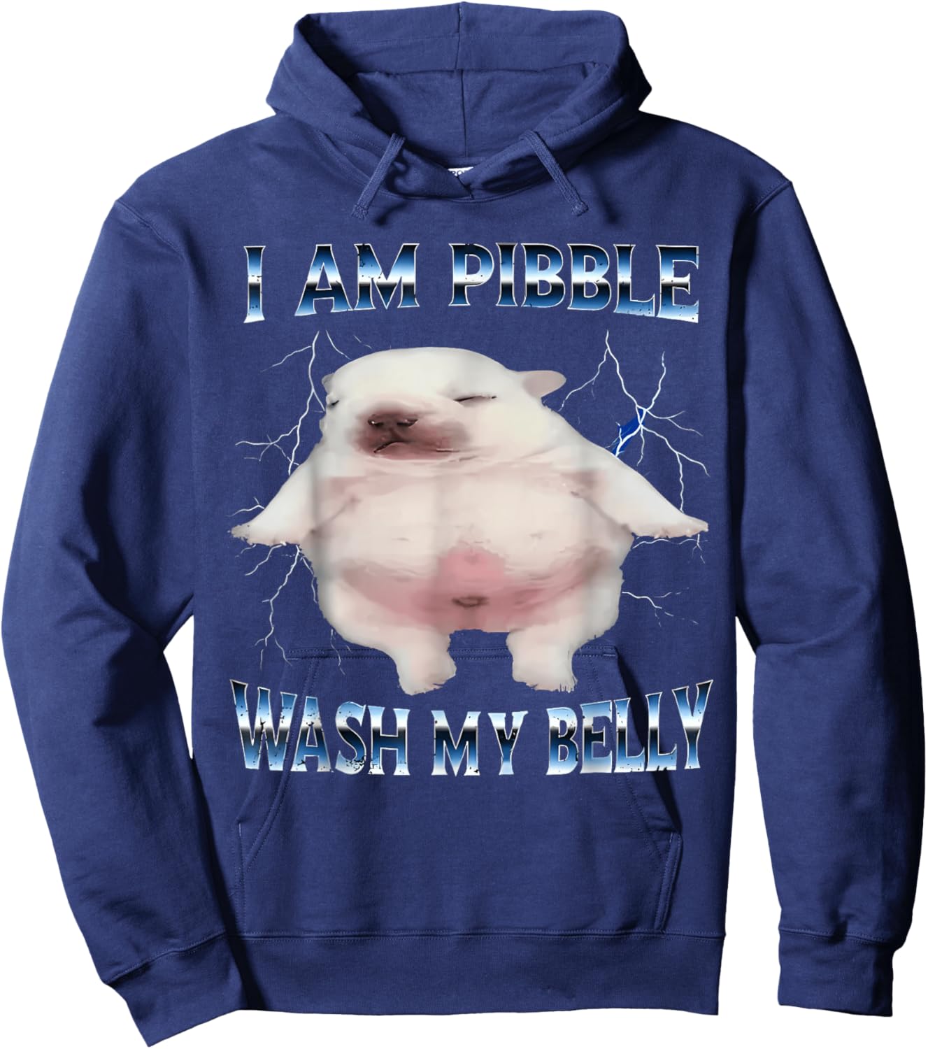 I Am Pibble Wash My Belly Pibble Meme Funny Dog Brainrot Hoodie - Hoodie | Navy