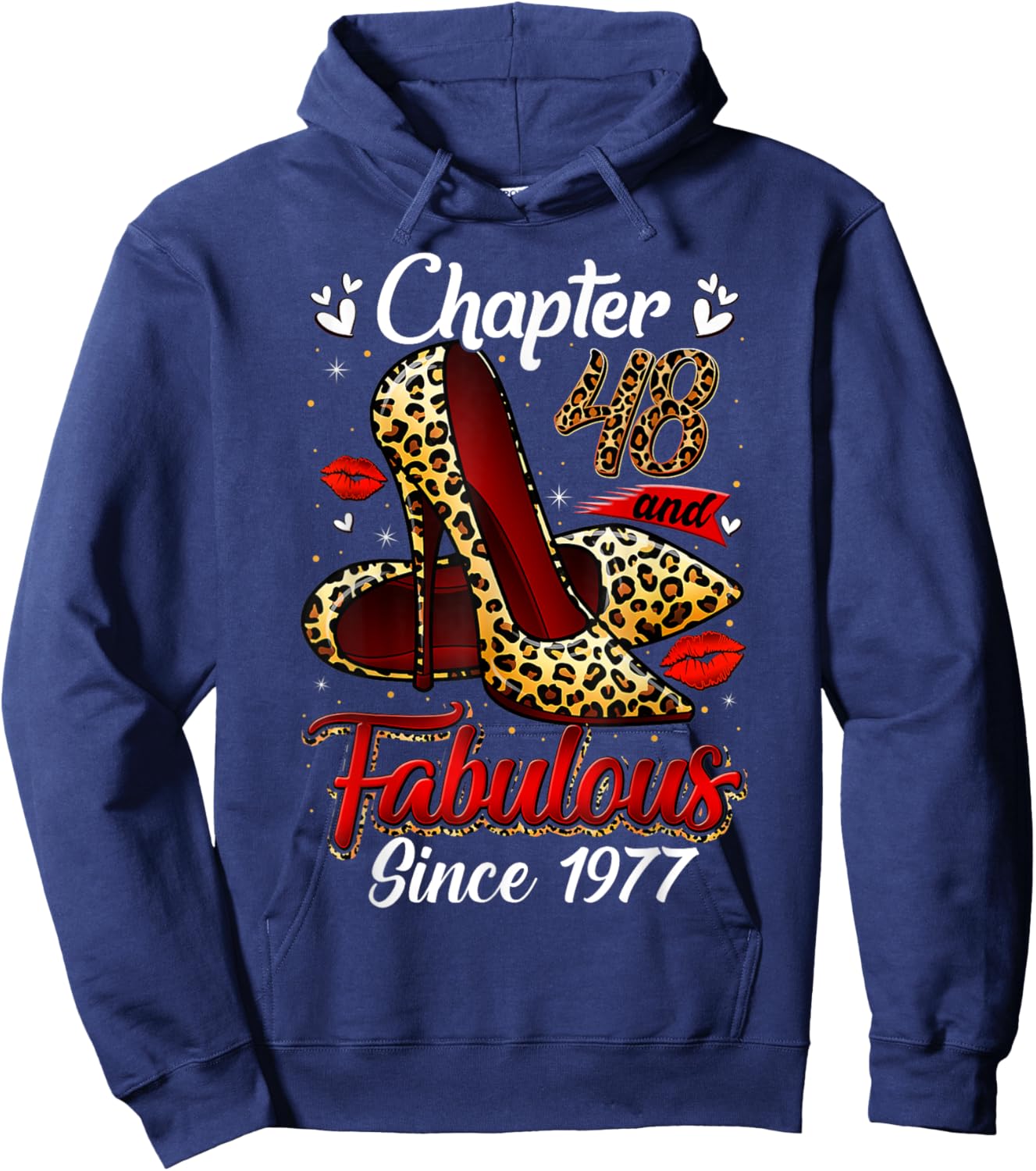 Chapter 48 Fabulous Since 1977 48th Leopard Birthday Queen Hoodie - Hoodie | Navy