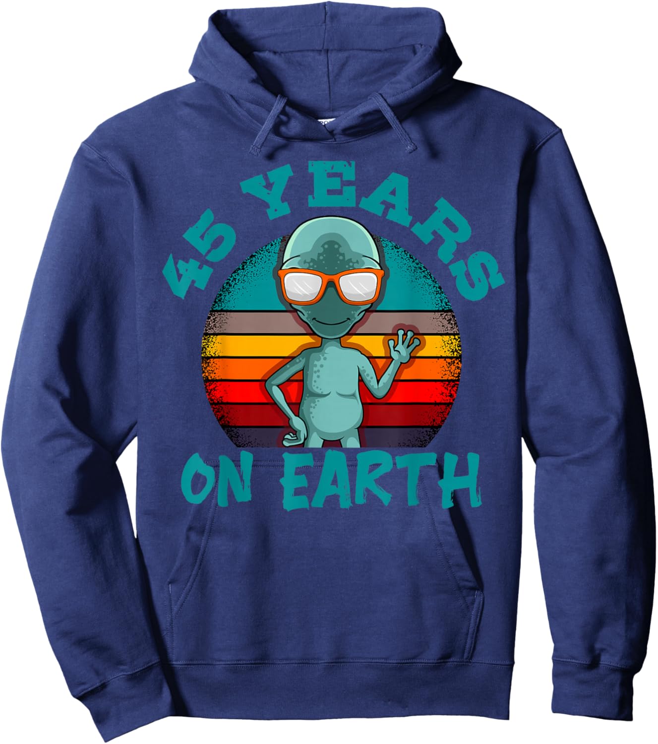 Alien 45th Birthday Party UFO Space Galaxy Traveler Cosmos Hoodie - Hoodie | Navy