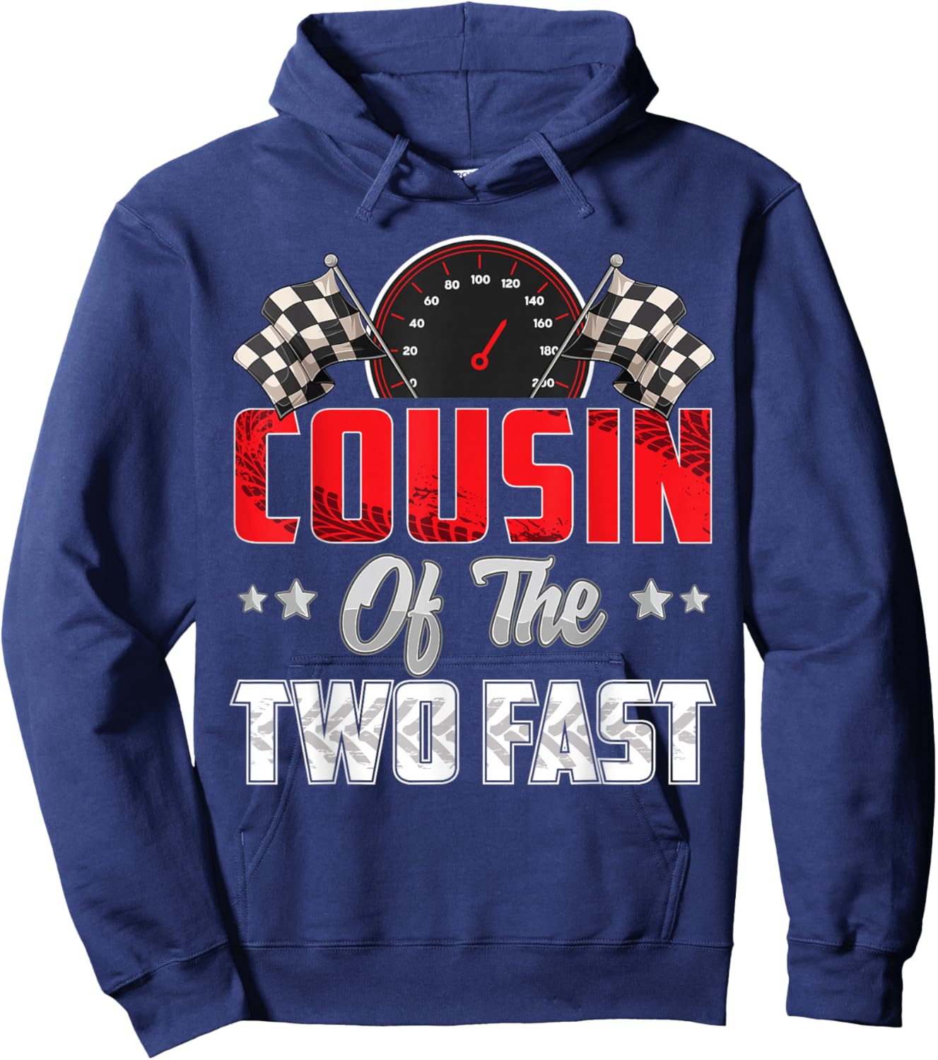 2 year old racing car two fast birthday 2nd Family Cousin Hoodie - Hoodie | Navy