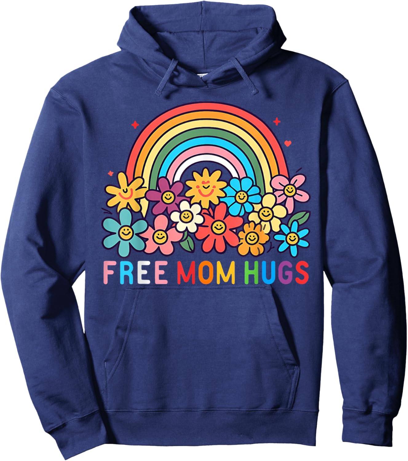 Free Mom Hugs Rainbow LGBT Gay Lesbian Transgender Pride Hoodie - Hoodie | Navy