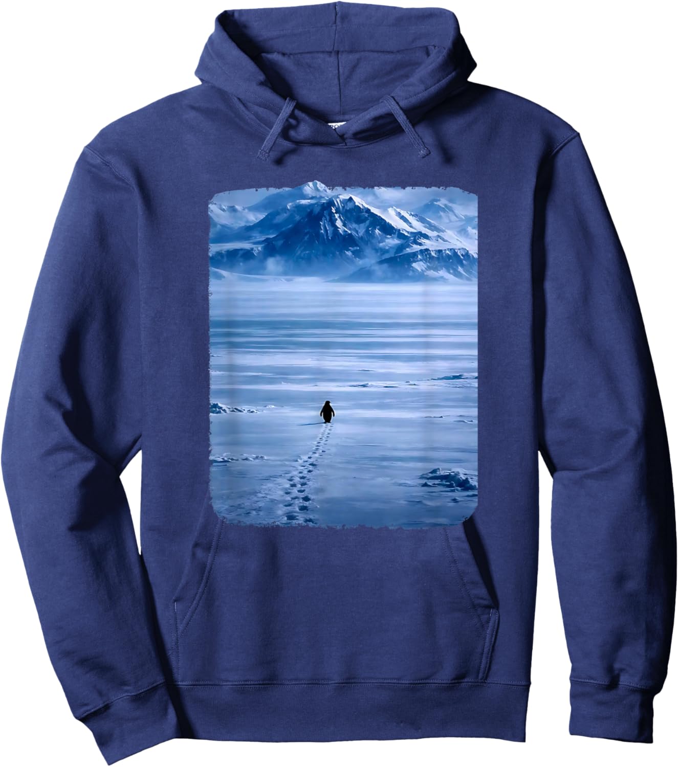 Einsamer Pinguin geht auf Mountain Meme zu Hoodie - Hoodie | Navy