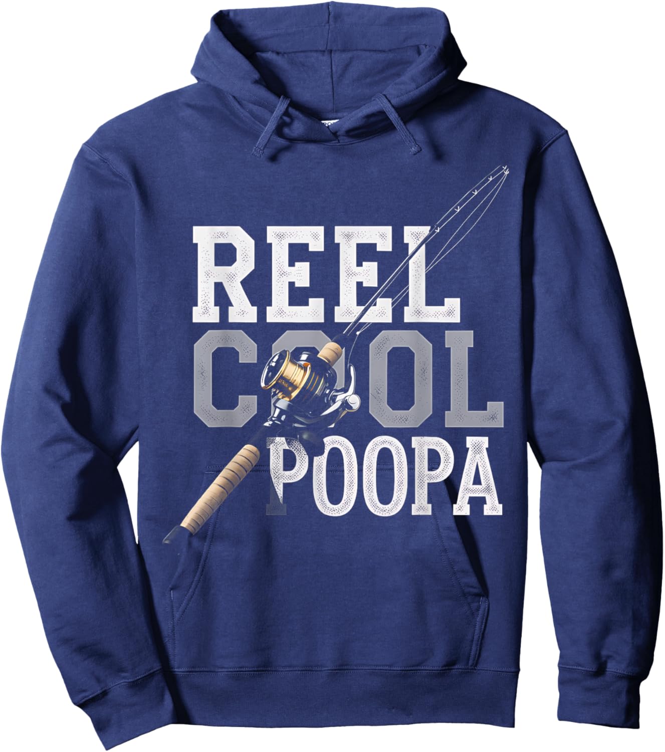 Fishing Reel Cool Poopa Funny Fishing Gift Fisherman Dad Hoodie - Hoodie | Navy