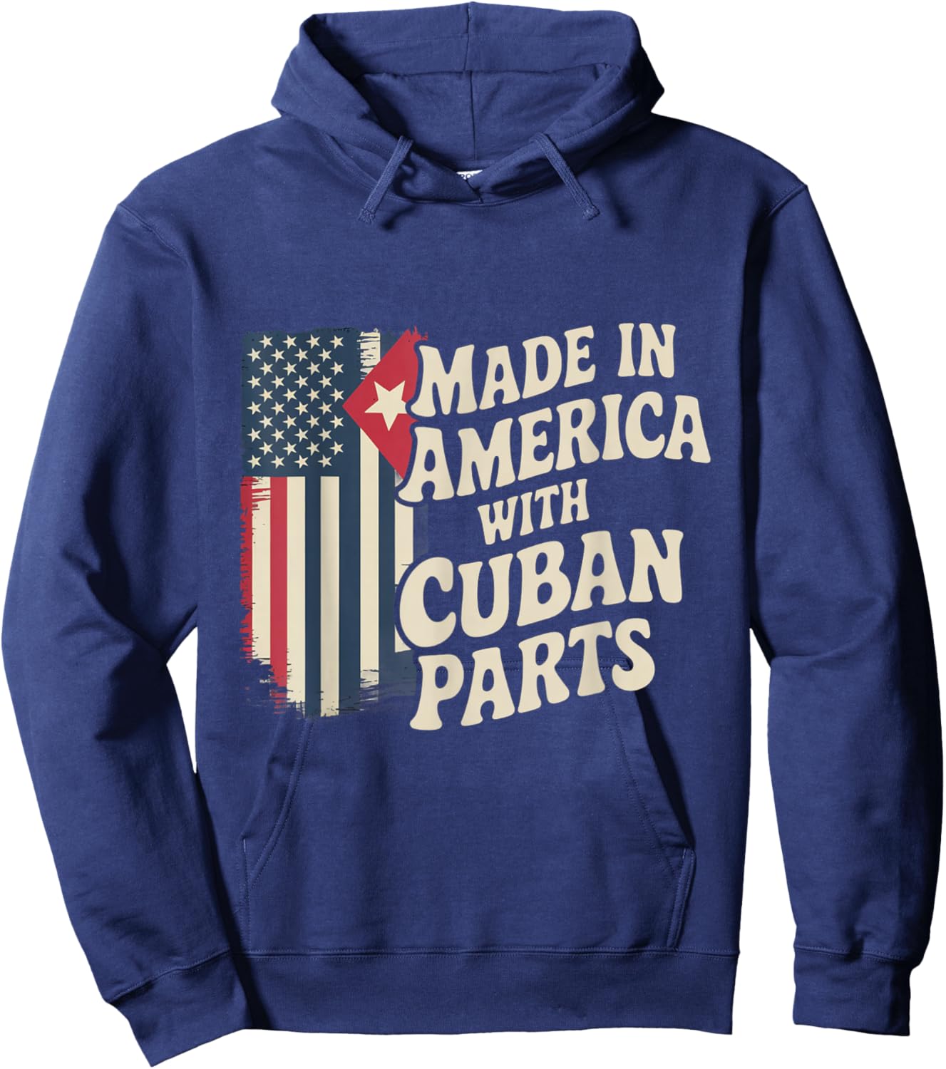 Made In America With Cuban Parts With USA Flag Cuba Flag Hoodie - Hoodie | Navy