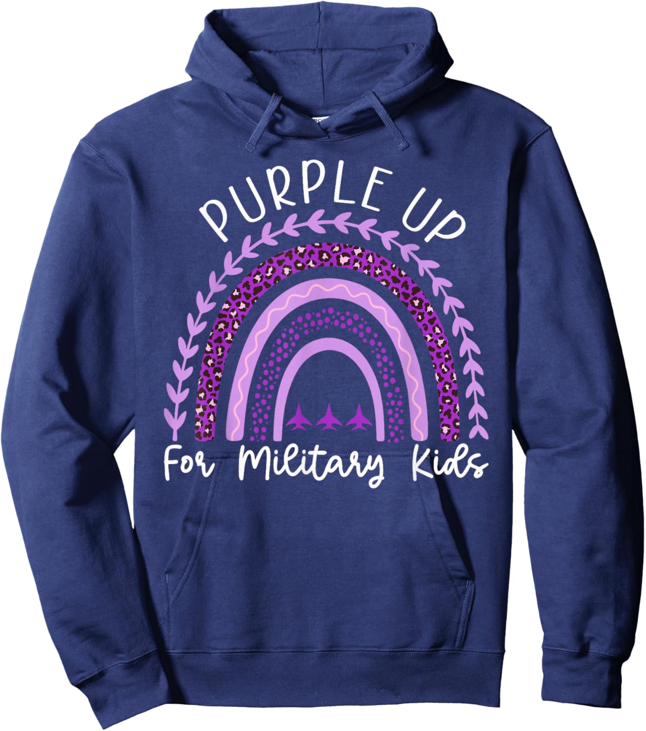 Purple Up for Military Kids Month Military Child Rainbow Hoodie - Hoodie | Navy
