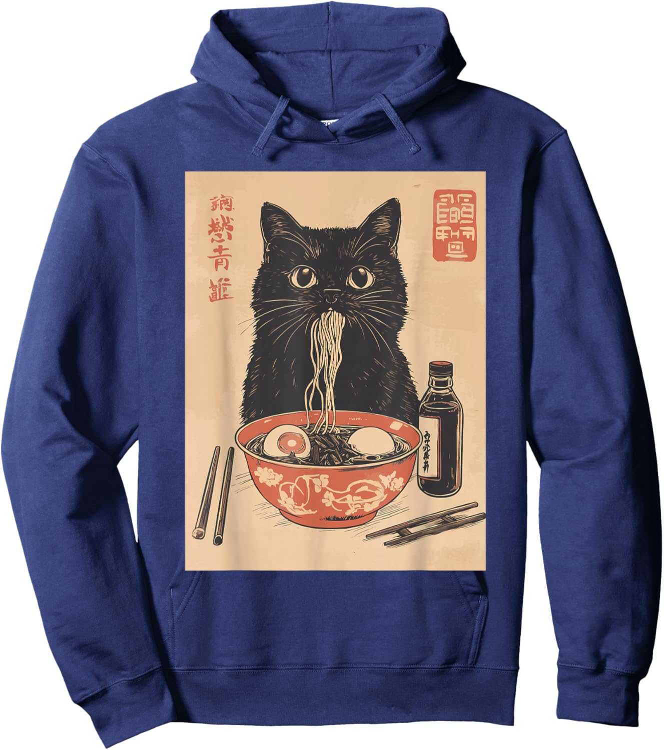 Kawaii Noodles Soup Anime Japanese Ramen Cat Teens Girls Hoodie - Hoodie | Navy