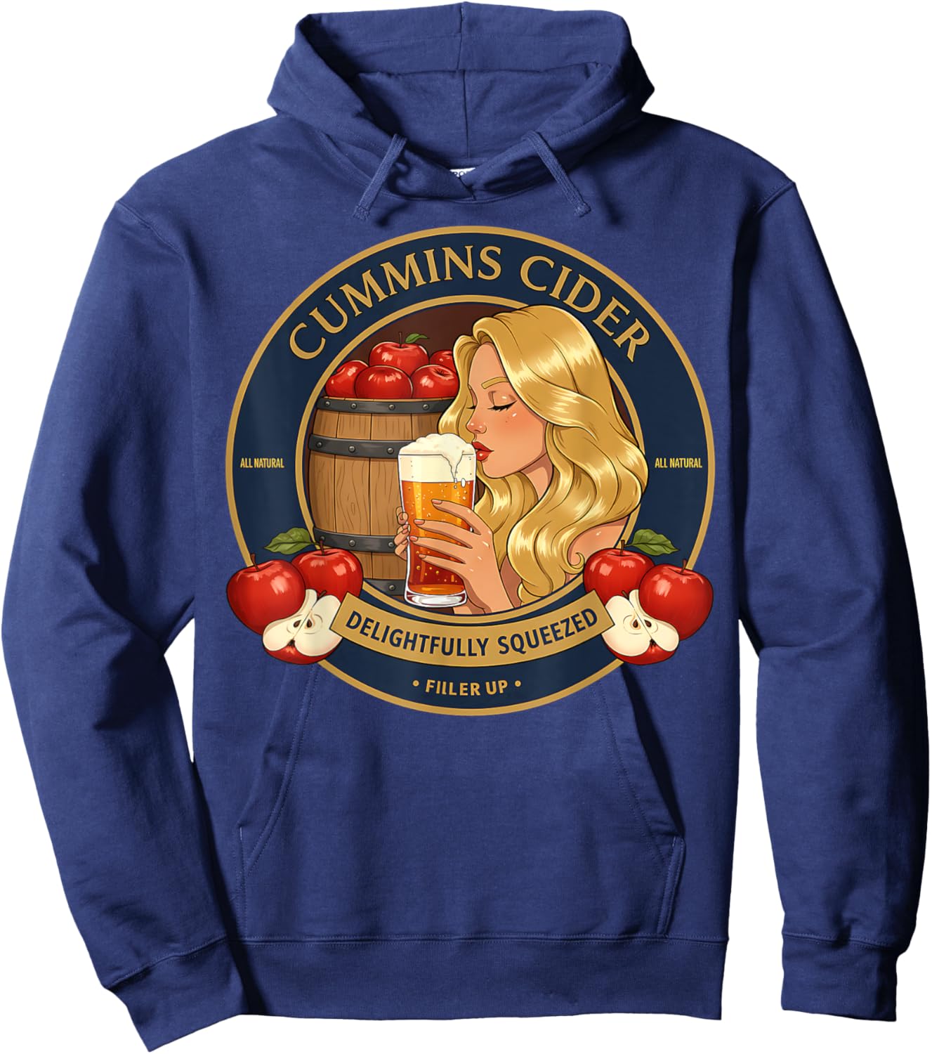 Men's Funny Trending Design with Cheeky Double Entendre Hoodie - Hoodie | Navy