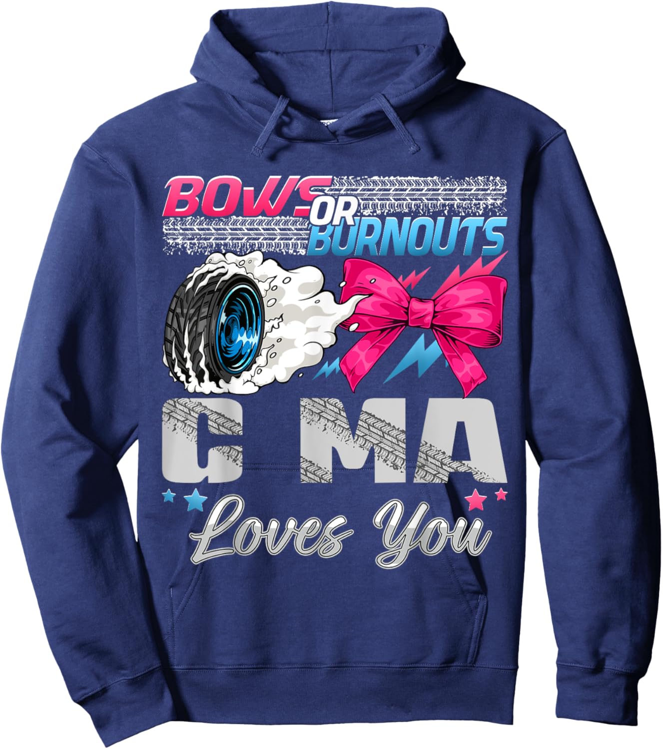 Burnouts or Bows G-ma Loves You Gender Reveal Party Hoodie - Hoodie | Navy