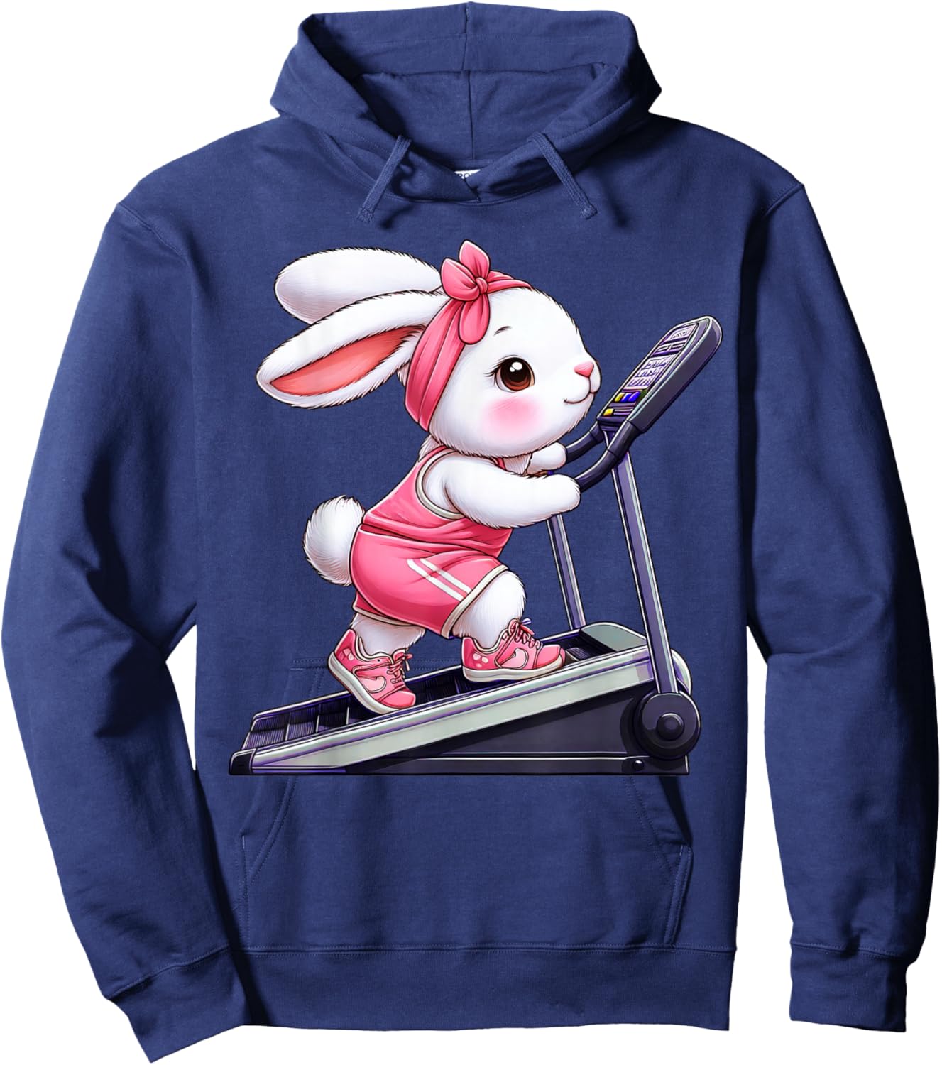 Easter Bunny on Stair Climber Gym Fitness Workout Training Hoodie - Hoodie | Navy