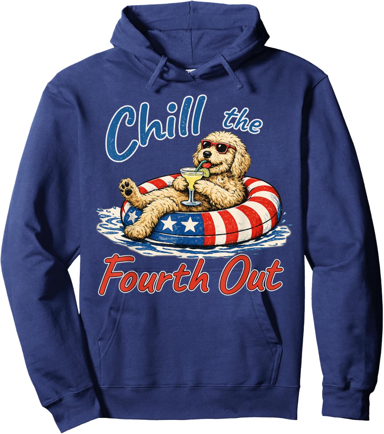 Chill The Fourth Out Funny Goldendoodle Dog Lover Hoodie - Hoodie | Navy