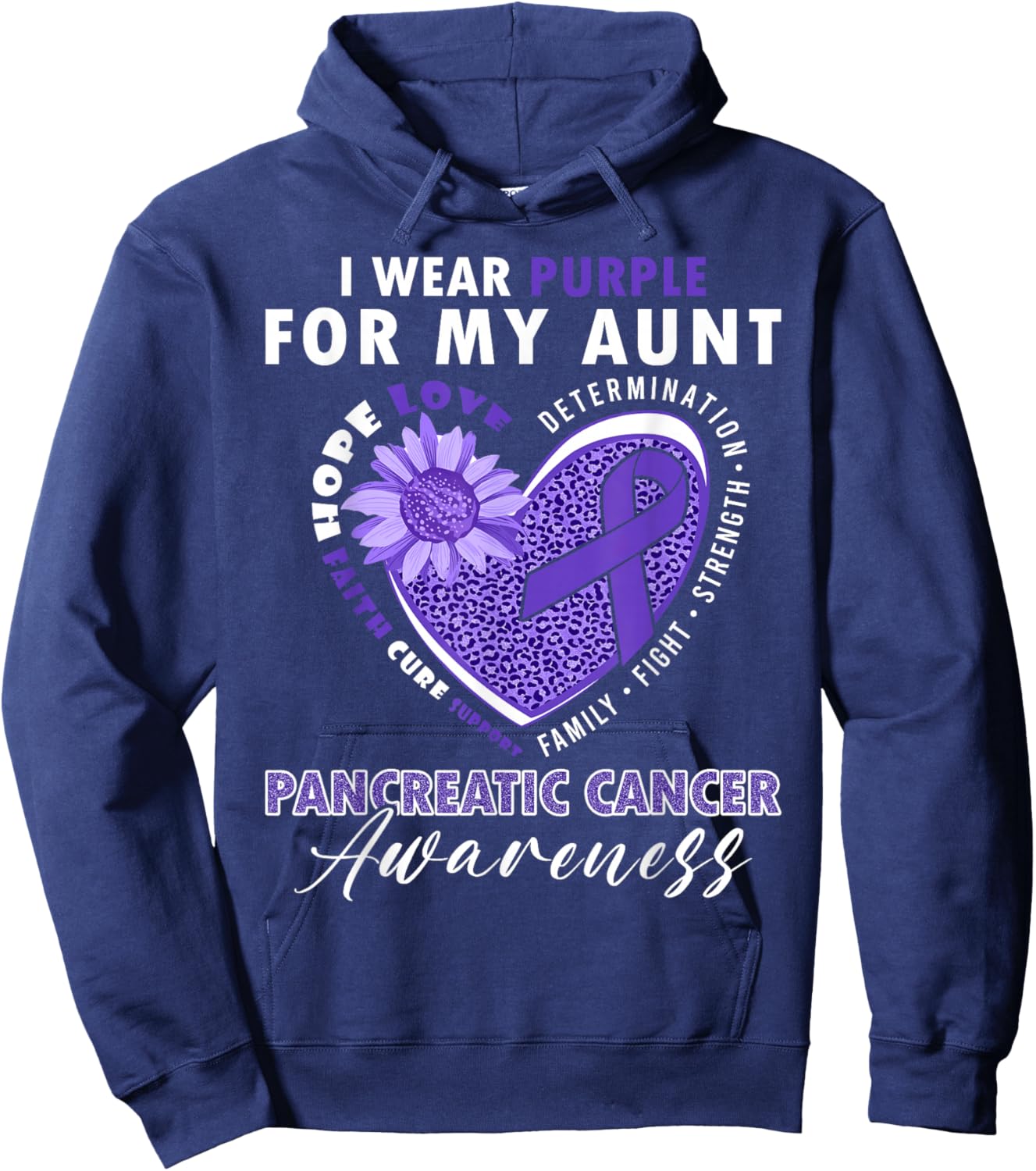 I Wear Purple For My Aunt Pancreatic Cancer Awareness Hoodie - Hoodie | Navy