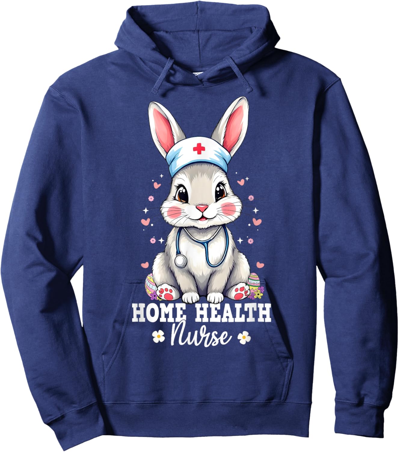 Home Health Nurse Bunny With Stethoscope Easter Nurse Hoodie - Hoodie | Navy
