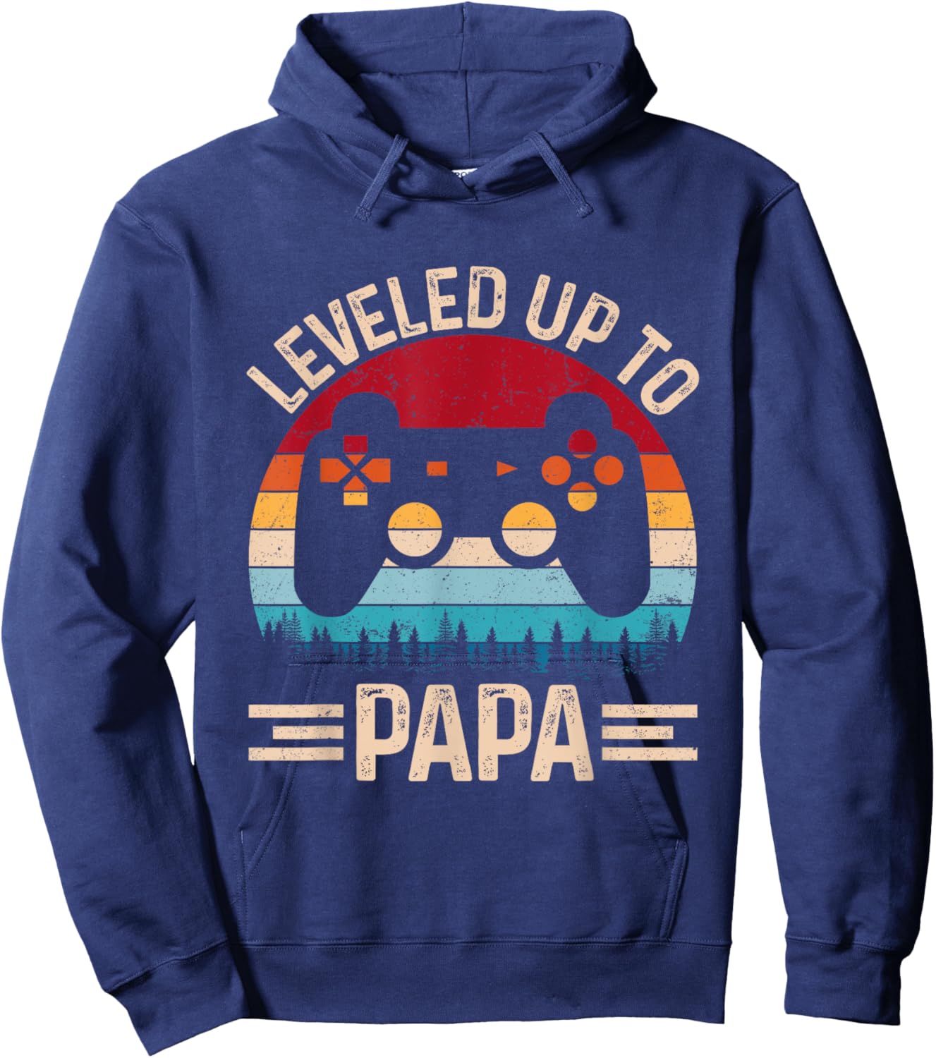 Leveled Up To Papa Video Game Gifts For Father's Day Gaming Hoodie - Hoodie | Navy