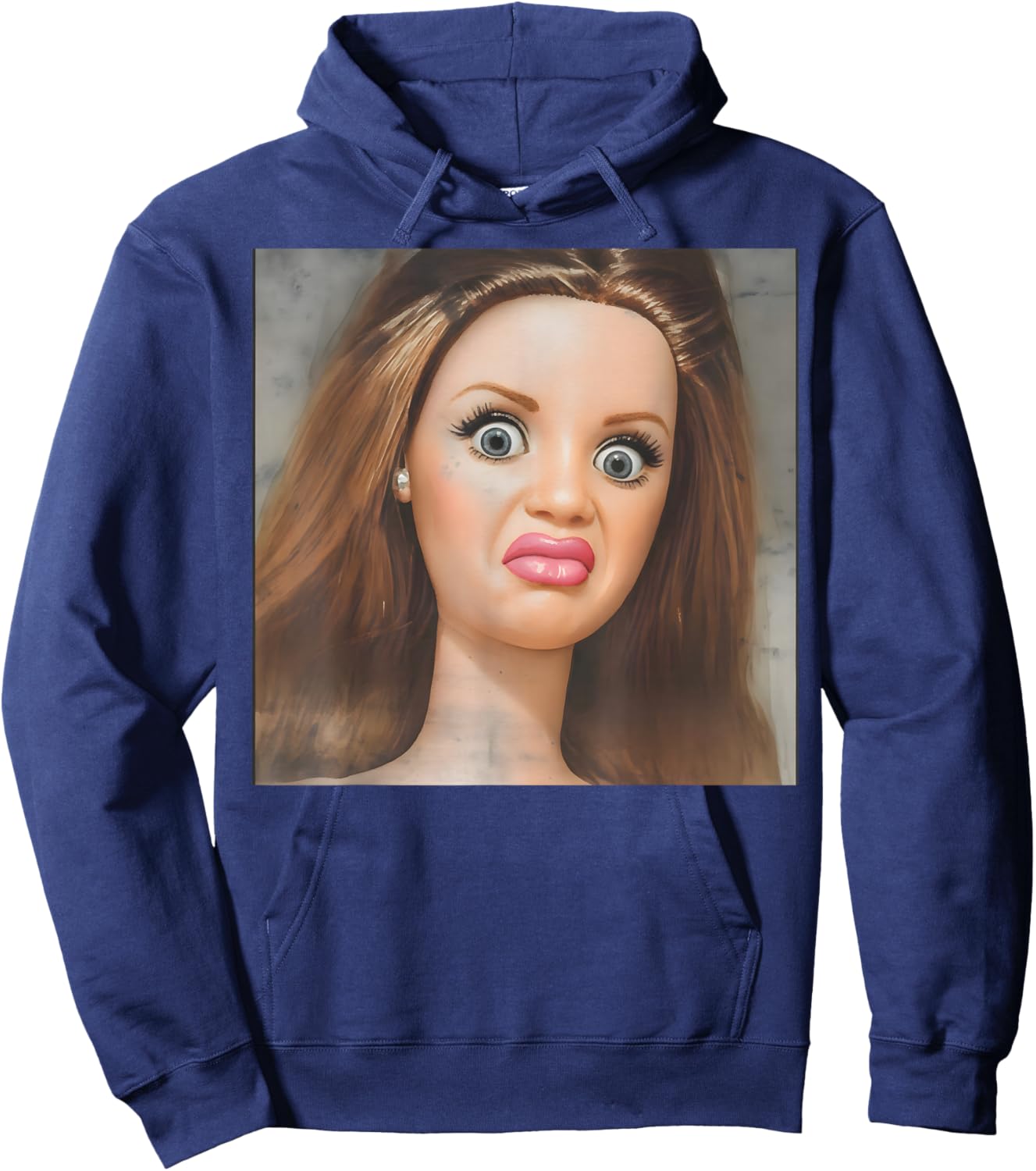 Distressed Doll Face Meme Hoodie - Hoodie | Navy
