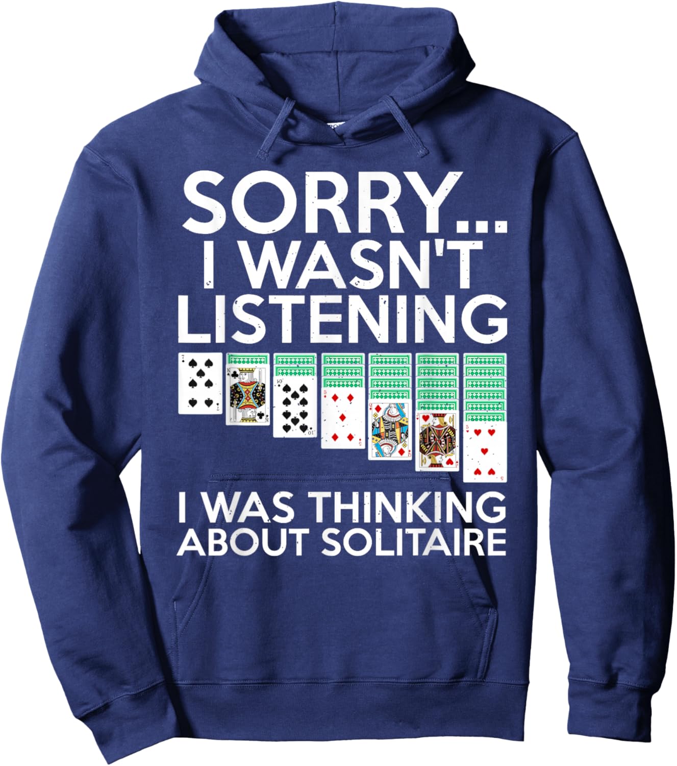 Best Solitaire Gifts Solitaire Art Women Kids Black Cotton Blend Small Short Sleeve Hoodie - Hoodie | Navy