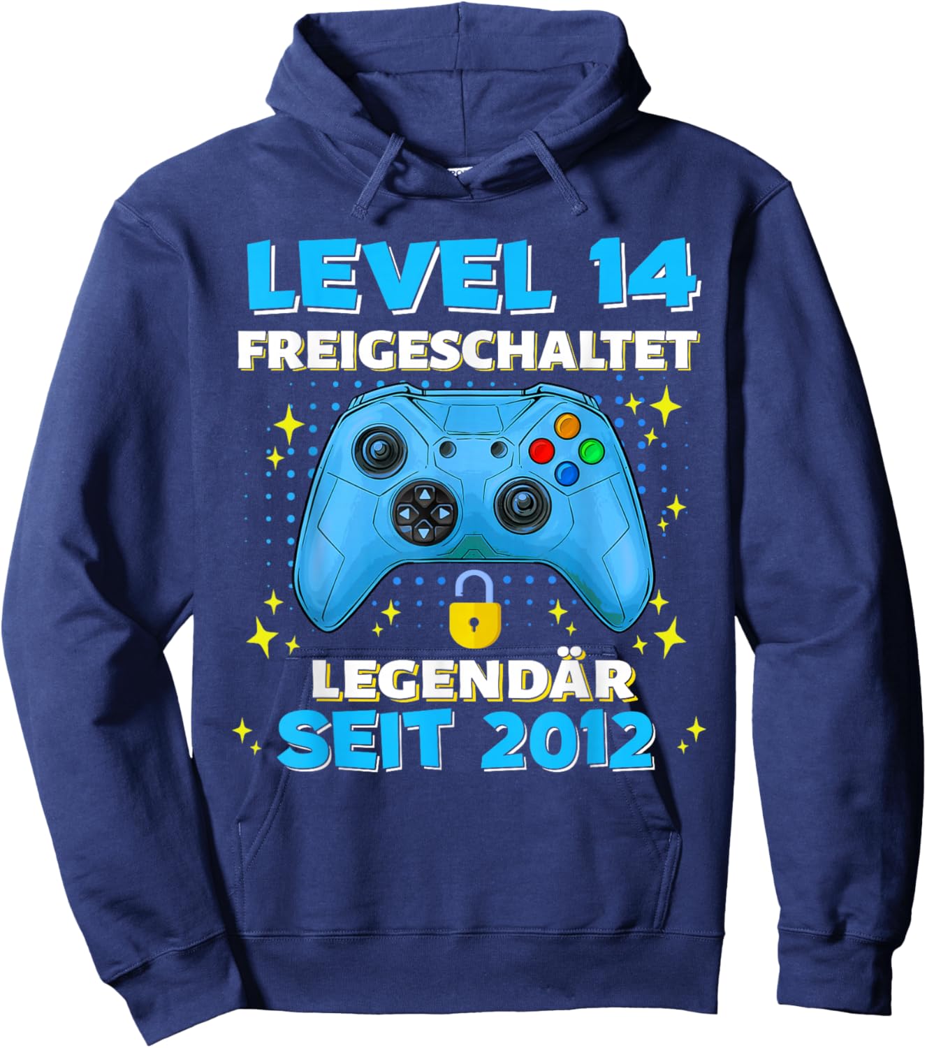Level 14 Years Birthday Shirt Boy Gamer 2012 Birthday Hoodie - Hoodie | Navy
