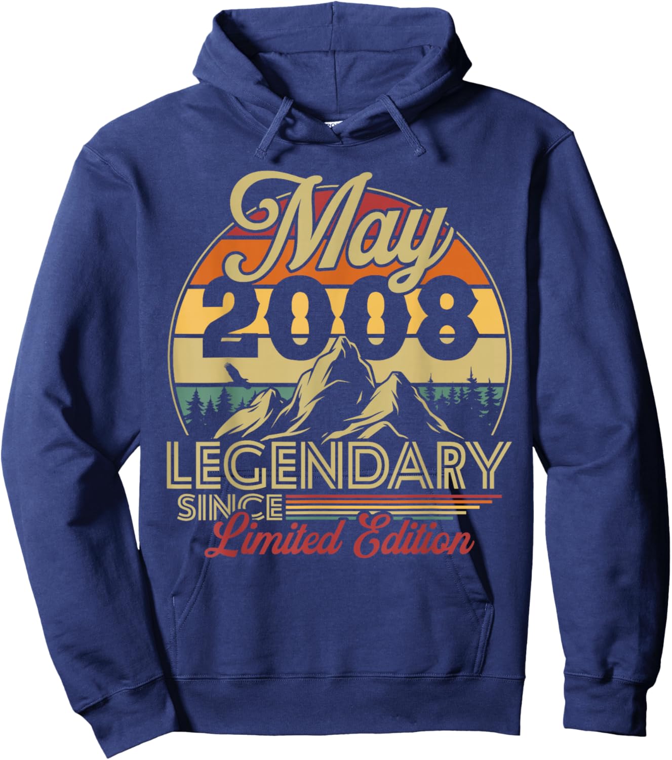 Vintage Anniversaire 18 Ans pour Né en Mai 2008 Cadeau Hoodie - Hoodie | Navy