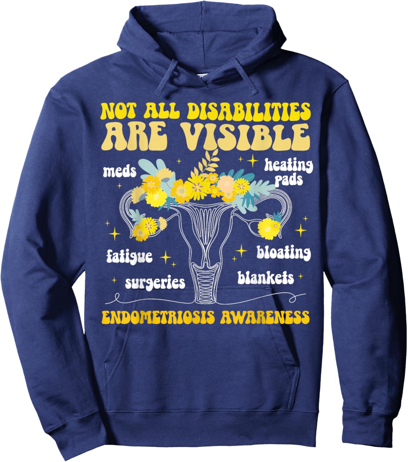 Endometriosis Awareness Month Groovy Endo Warrior Hoodie - Hoodie | Navy