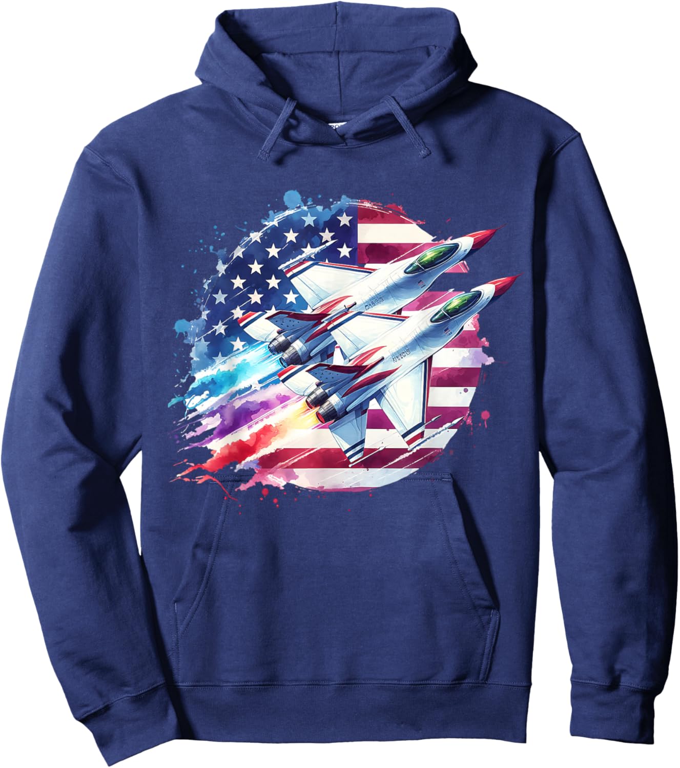 Boys 4th Of July American USA Flag Fighter Jet Hoodie - Hoodie | Navy