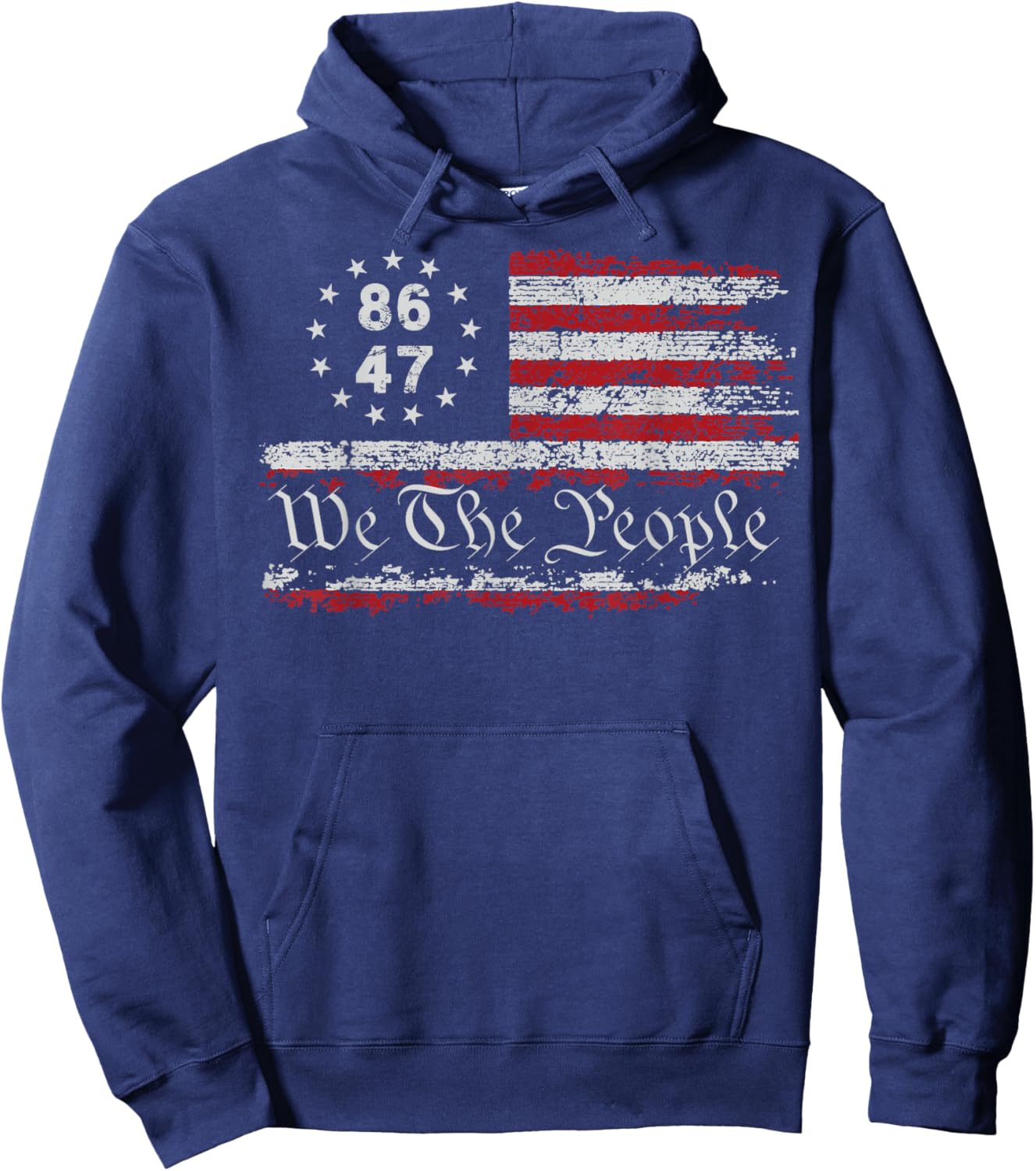 8647 Anti Trump Impeach Trump Impeach 47 Resist 86 47 Flag Hoodie - Hoodie | Navy