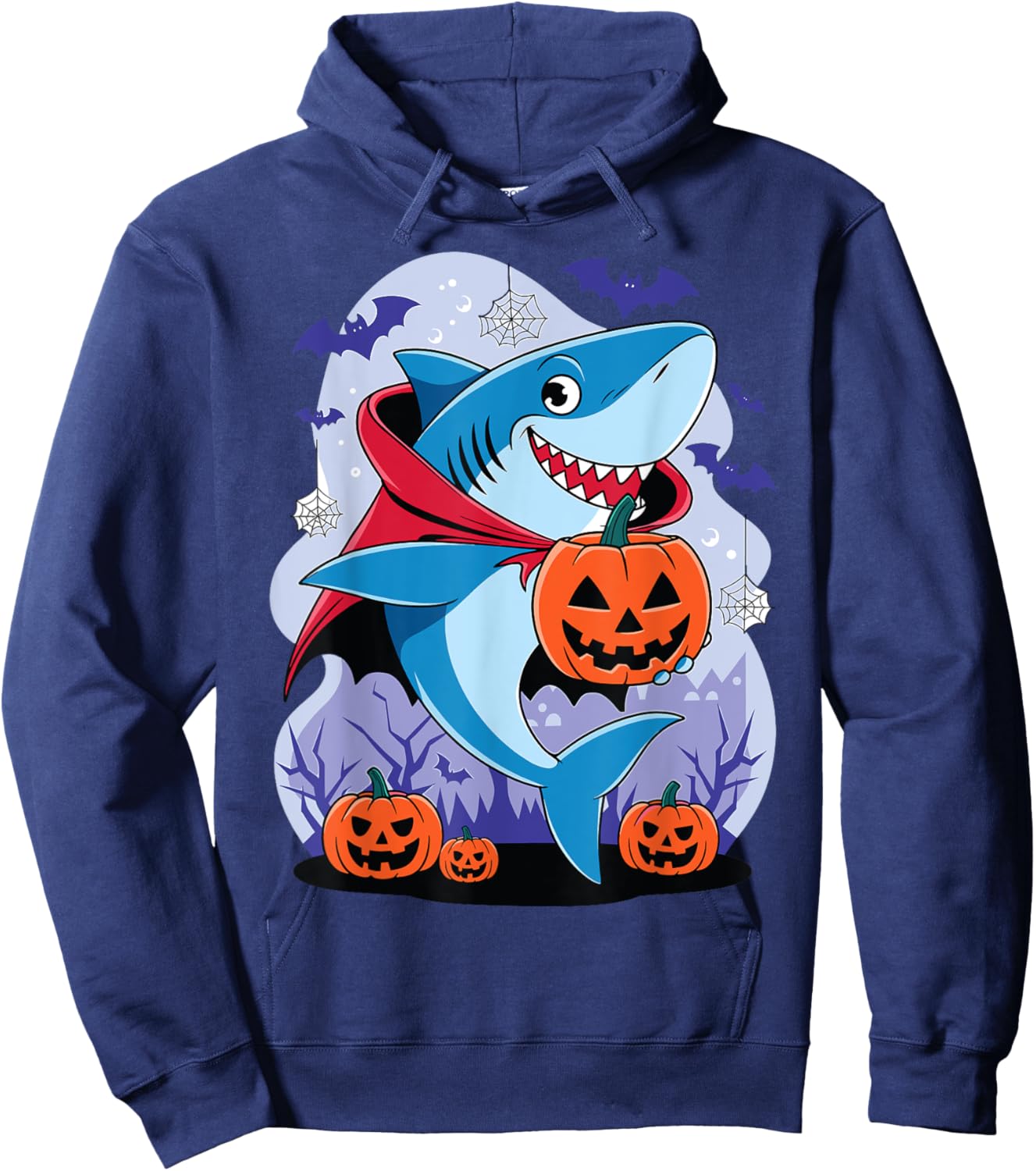 Shark Halloween Shark Pumpkin Shark Costume Halloween Funny Hoodie - Hoodie | Navy