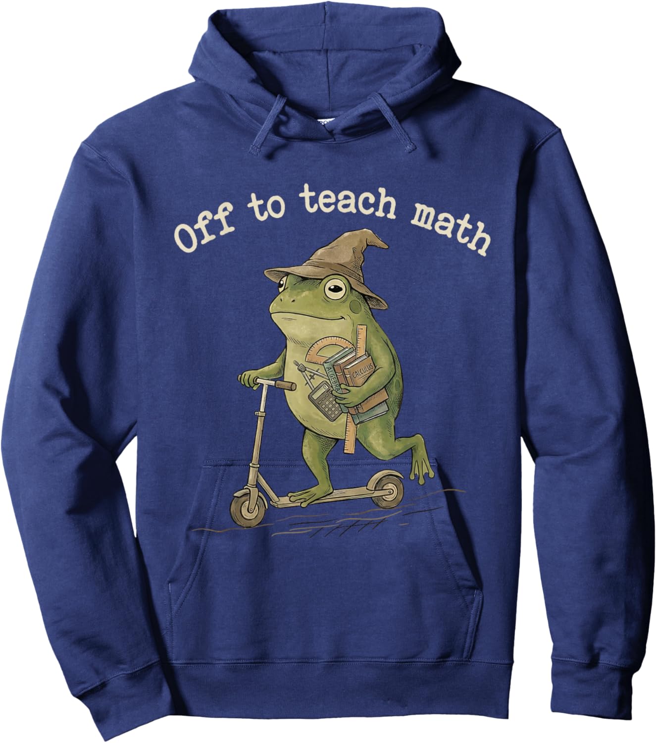 Off to Teach Math Teacher Appreciation Frog Meme Teaching Hoodie - Hoodie | Navy