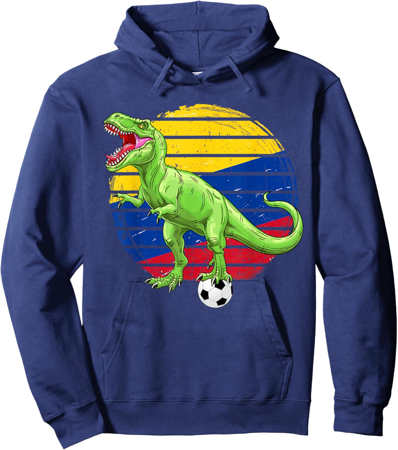 Soccer Dinosaur Trex Colombia Flag Boys Girls Toddler Hoodie - Hoodie | Navy