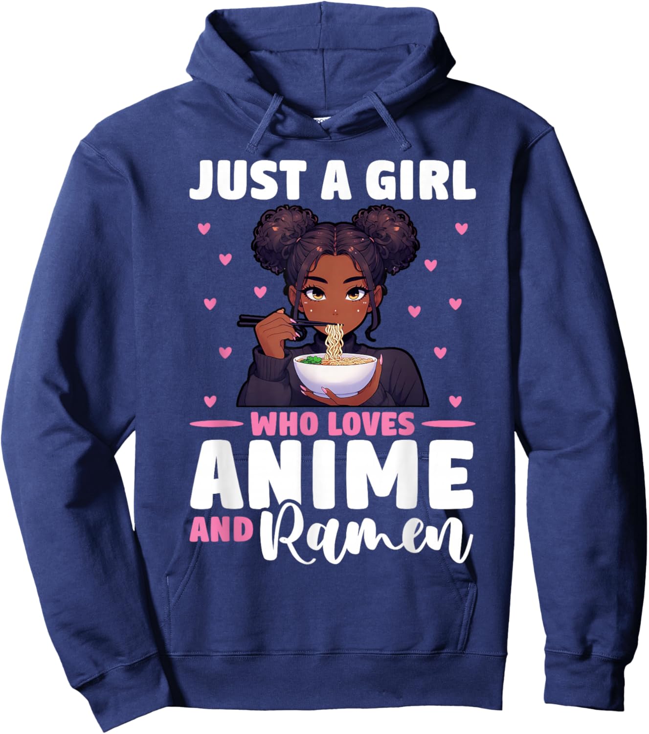 Just A Girl Who Loves Anime and Ramen African American Hoodie - Hoodie | Navy