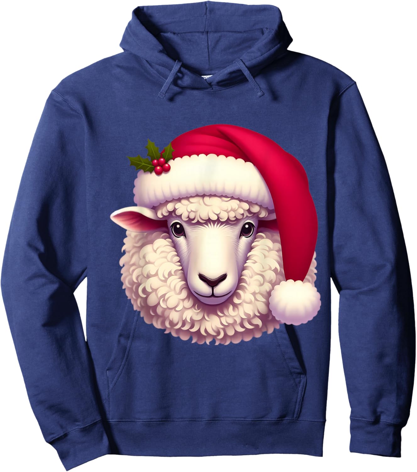 Cartoon Sheep With Santa Hat Christmas Xmas Owner Farmer Hoodie - Hoodie | Navy