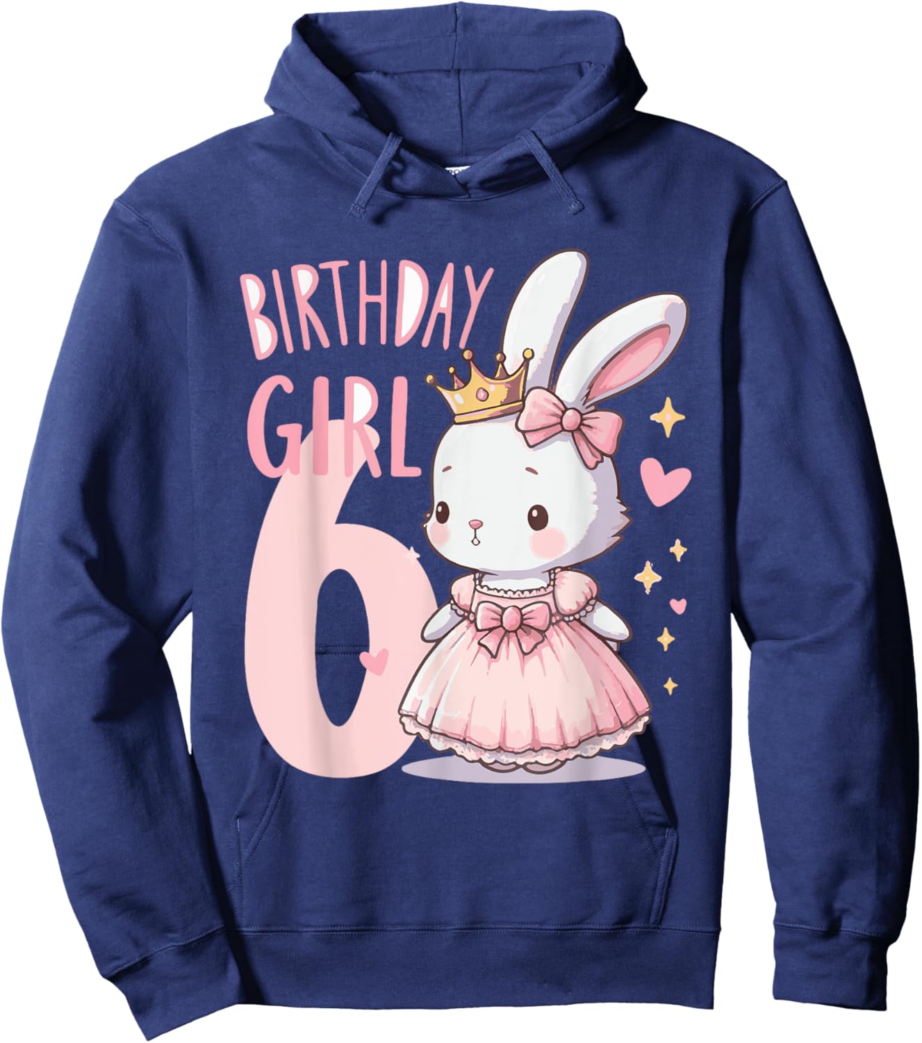 Rabbit Princess Children's Birthday 6 Years Girl Pink Hoodie - Hoodie | Navy