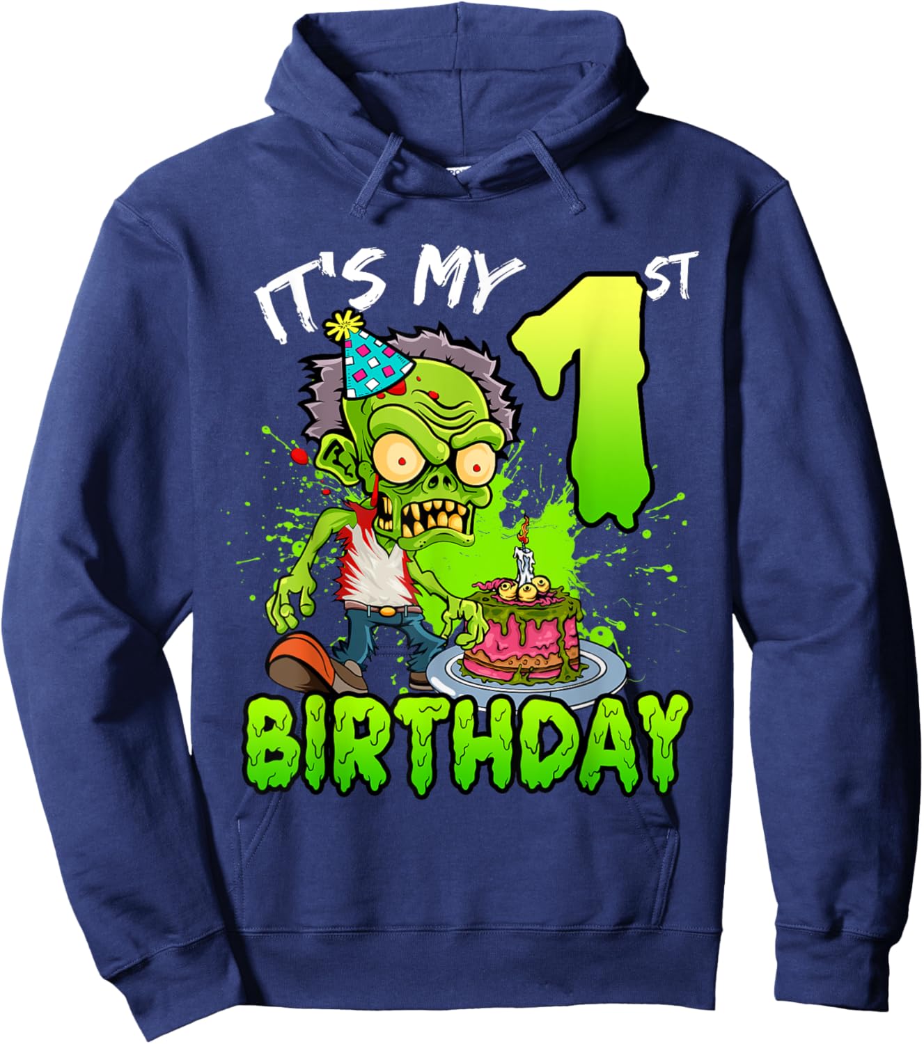 It's My 1st Birthday Zombie Lover 1 Year Old Boys Girls Hoodie - Hoodie | Navy