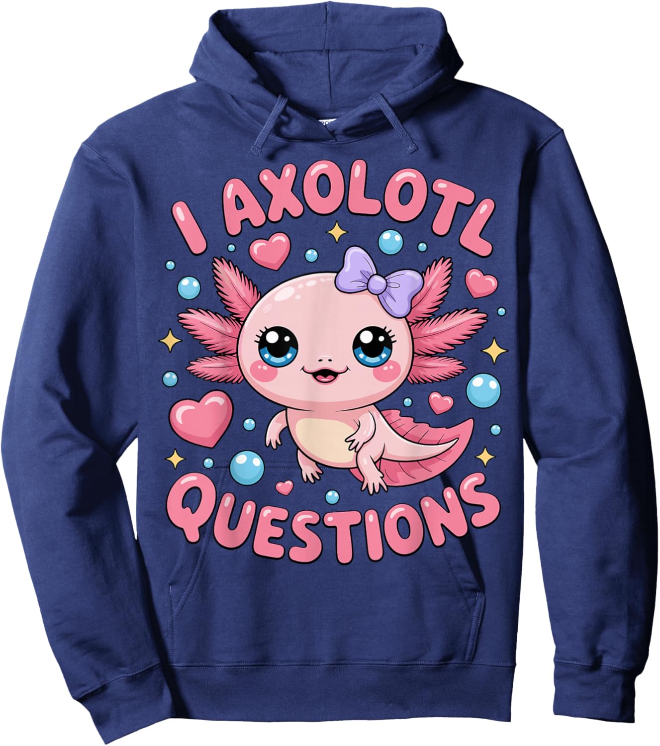Girls I Axolotl Questions Coquette Bow Axolotl Kawaii Hoodie - Hoodie | Navy