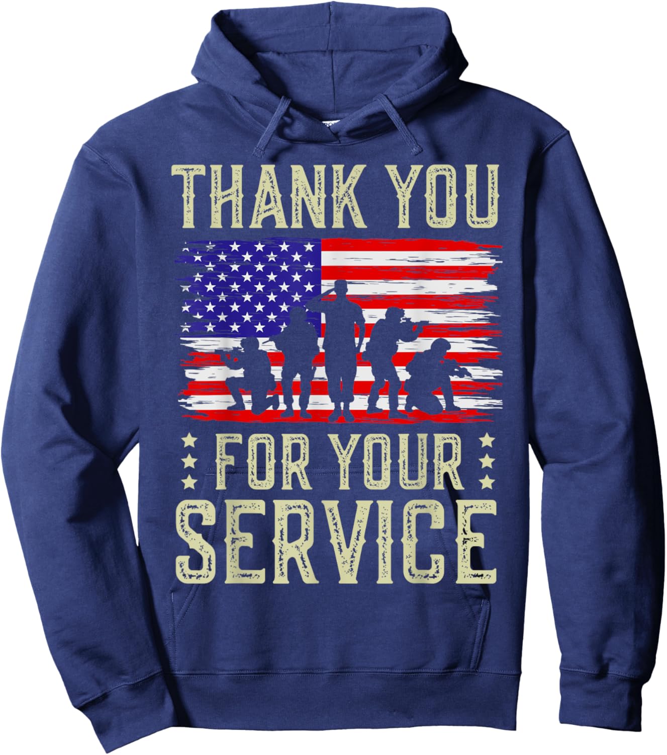 Veteran Thank You For Your Service US Flag Veterans Day Hoodie - Hoodie | Navy