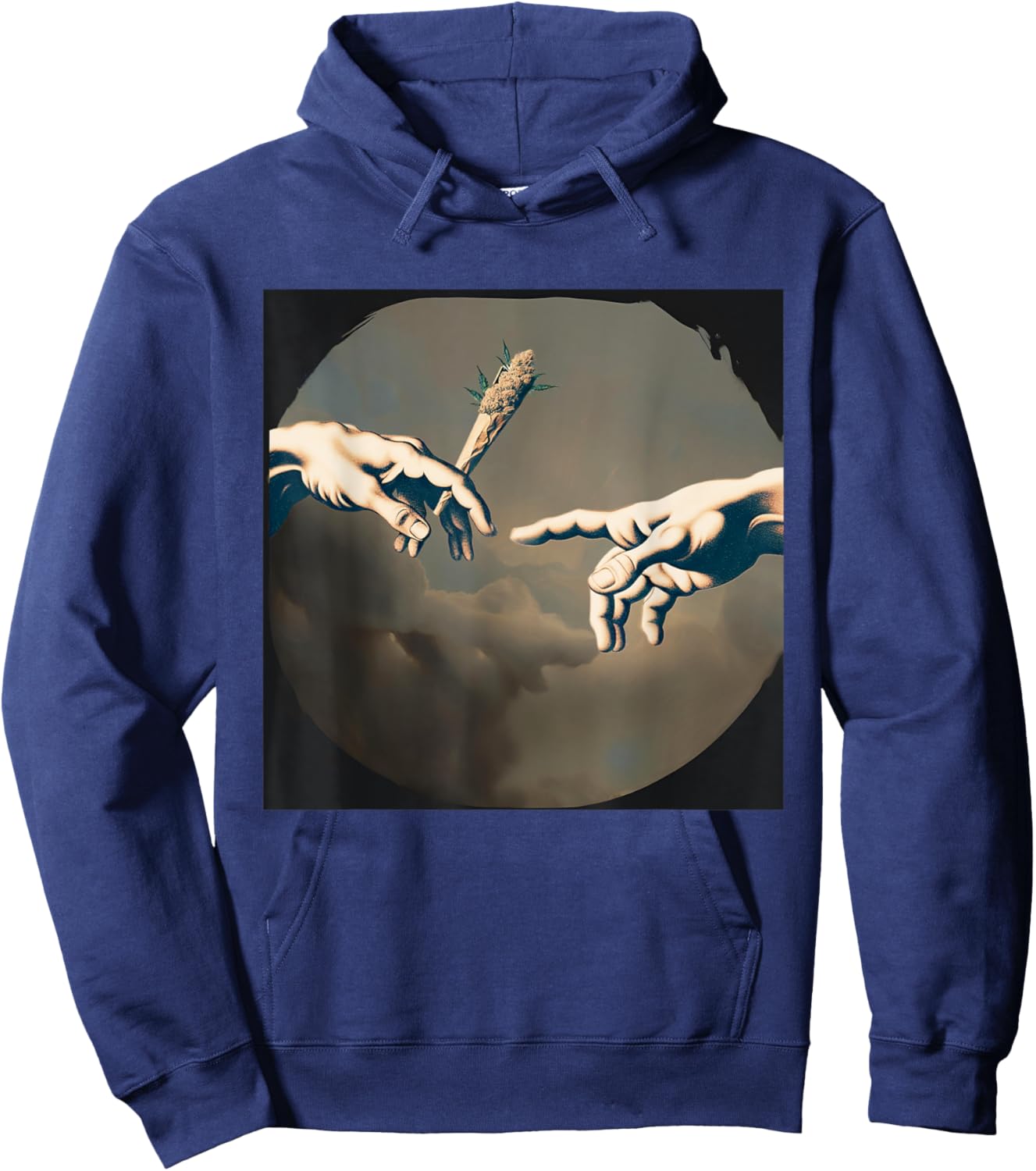 Creation of Adam's Pass the Joint Cannabis Weed 420 Bong Grass Hoodie - Hoodie | Navy