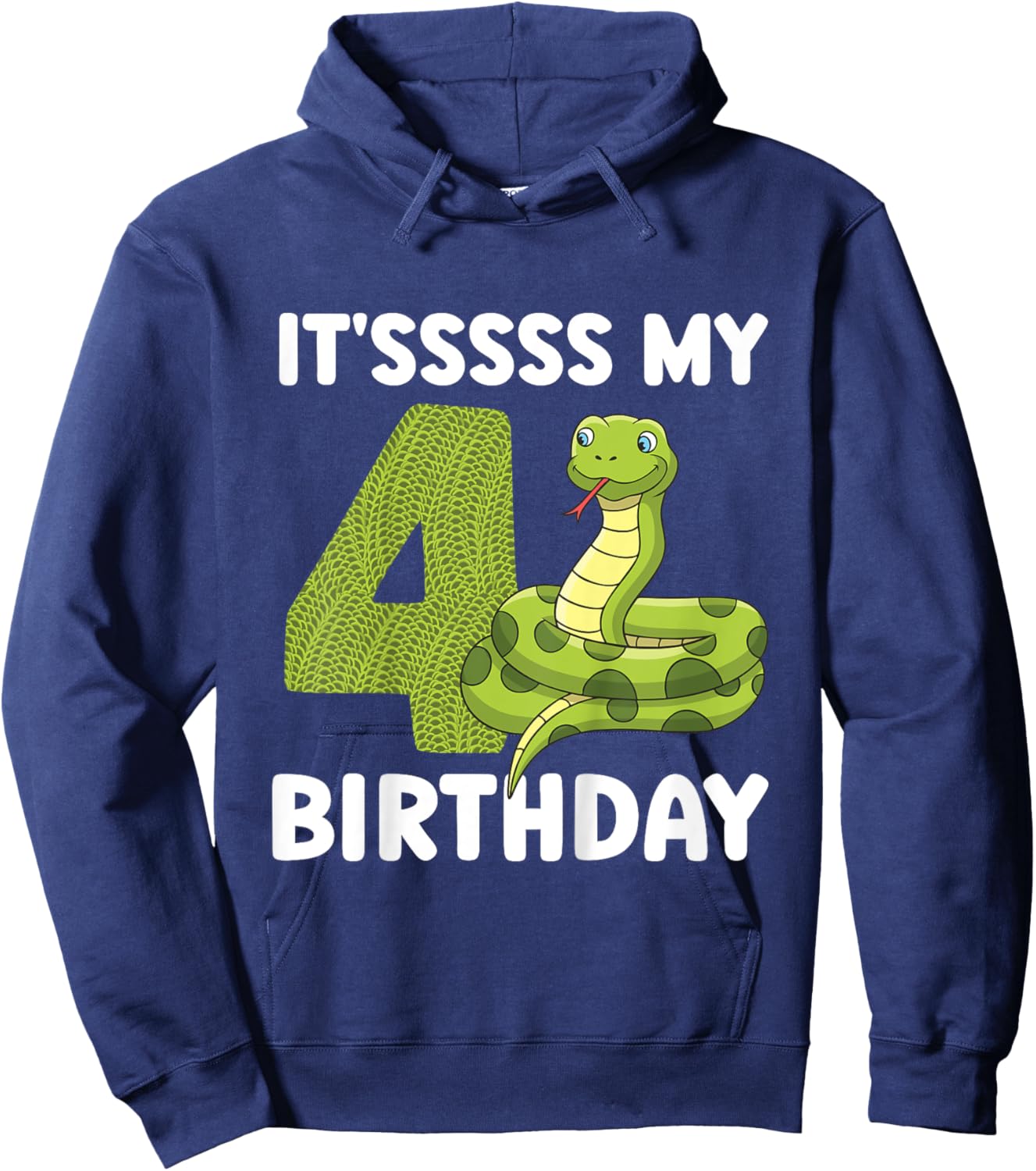 Kids 4th Reptile Birthday Four Year Old Snake Birthday Party Hoodie - Hoodie | Navy