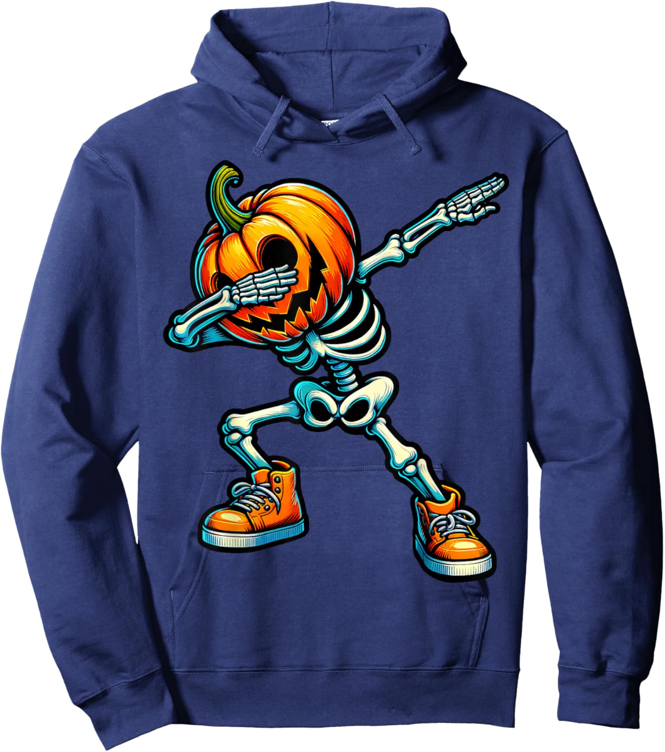 Dabbing Halloween Skeleton Boys Trick Treat Funny Pumpkin Hoodie - Hoodie | Navy