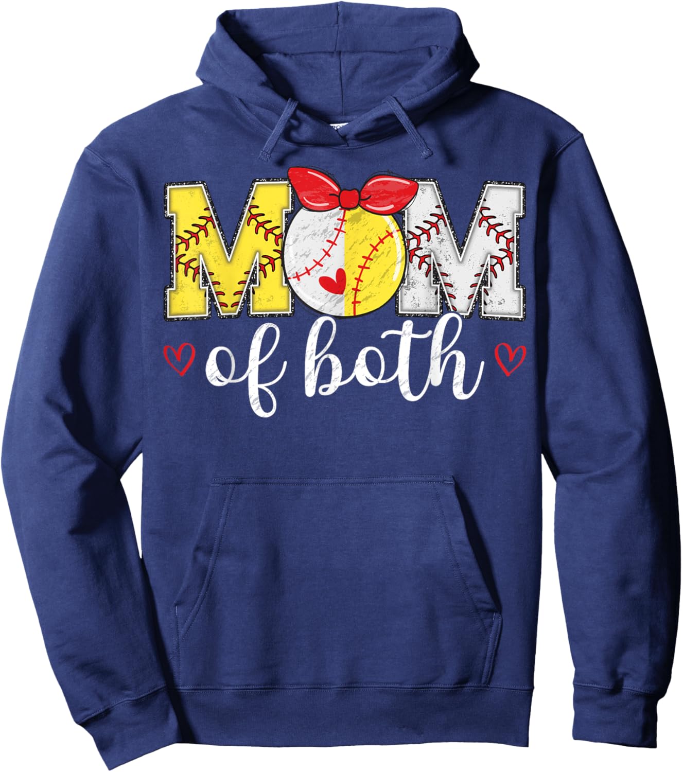 Mom Of Both Funny Baseball Softball Mother's Day Hoodie - Hoodie | Navy