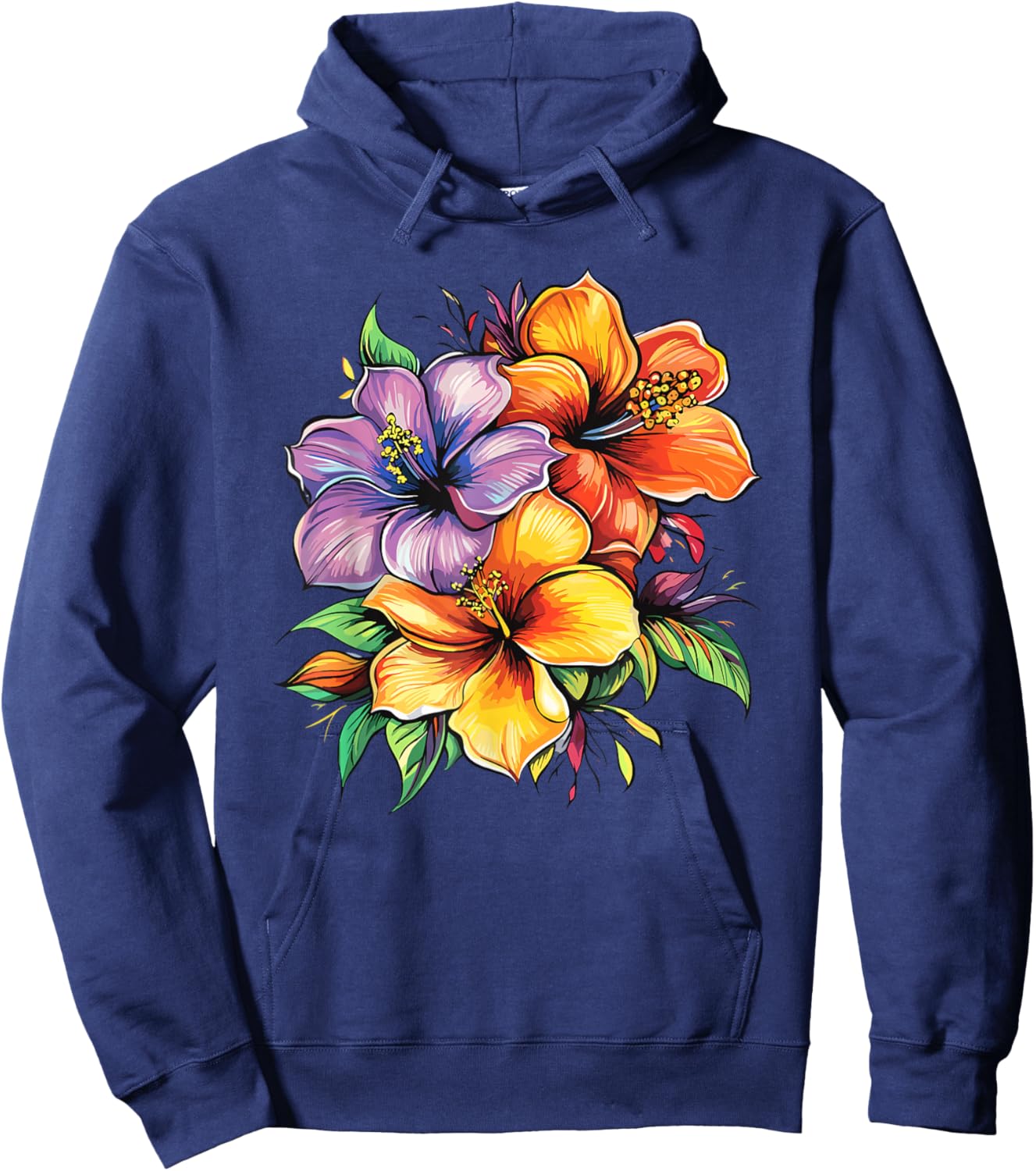 Hawaiian Hibiscus Bouquet Tropical Summer Flowers Hoodie - Hoodie | Navy