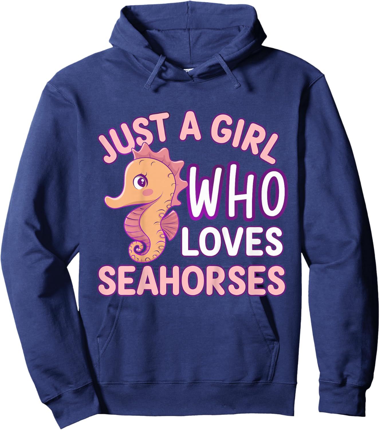Kids Girl Seahorse Kids Hoodie - Hoodie | Navy