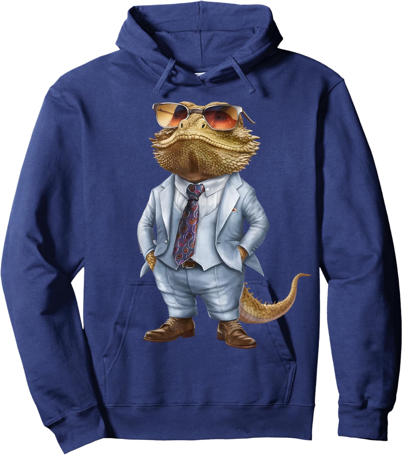 Men Woman Bearded Dragon In Suit Bearded Dragon Hoodie - Hoodie | Navy