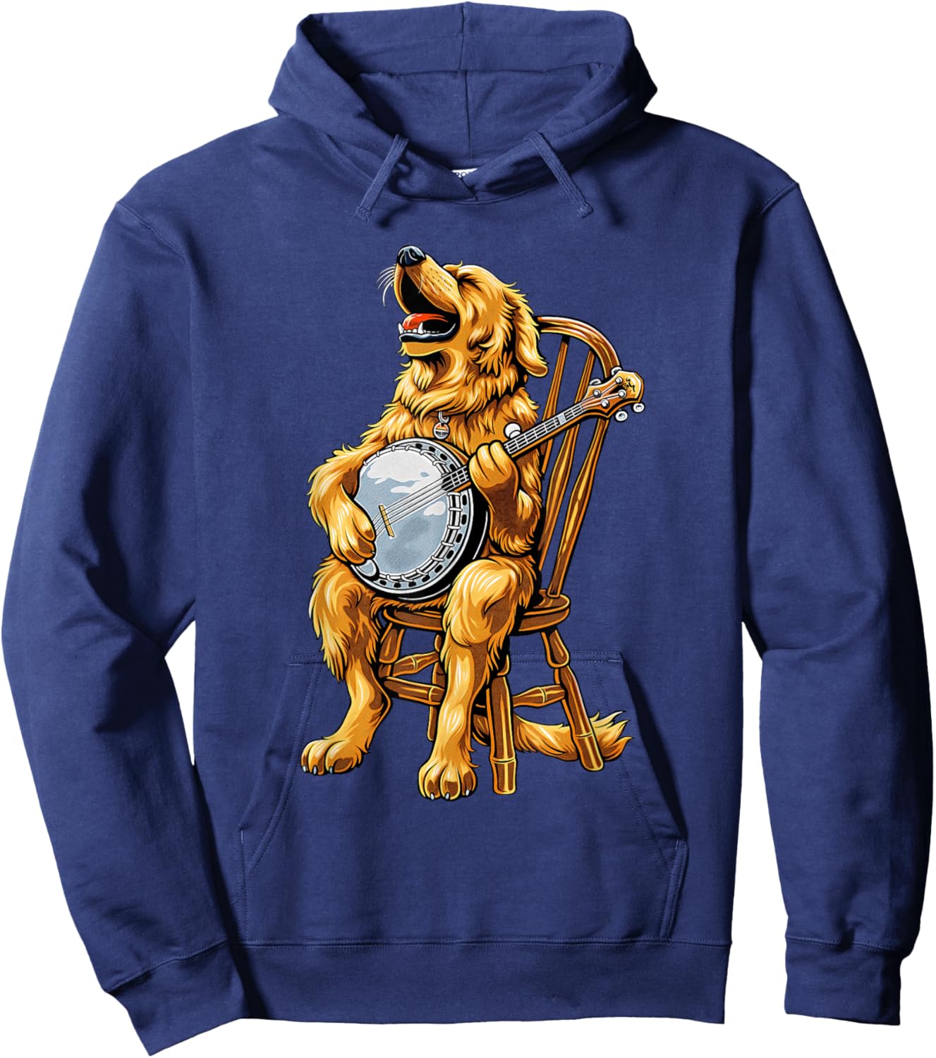 Golden Retriever Dog Bluegrass Banjo Player Hoodie - Hoodie | Navy