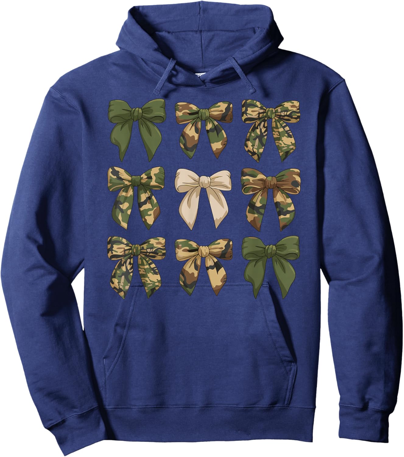 Camouflage Old Camo Bow Cute Country Hunting Women Girl Hoodie - Hoodie | Navy