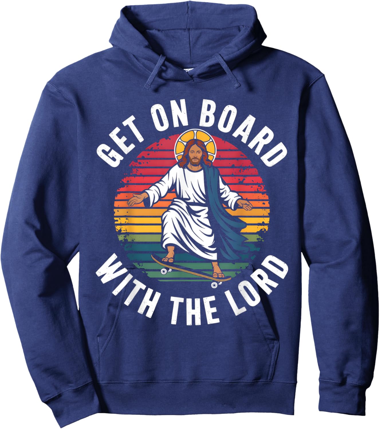 Get On Board With The Lord Christ Skateboarding Jesus Skate Hoodie - Hoodie | Navy