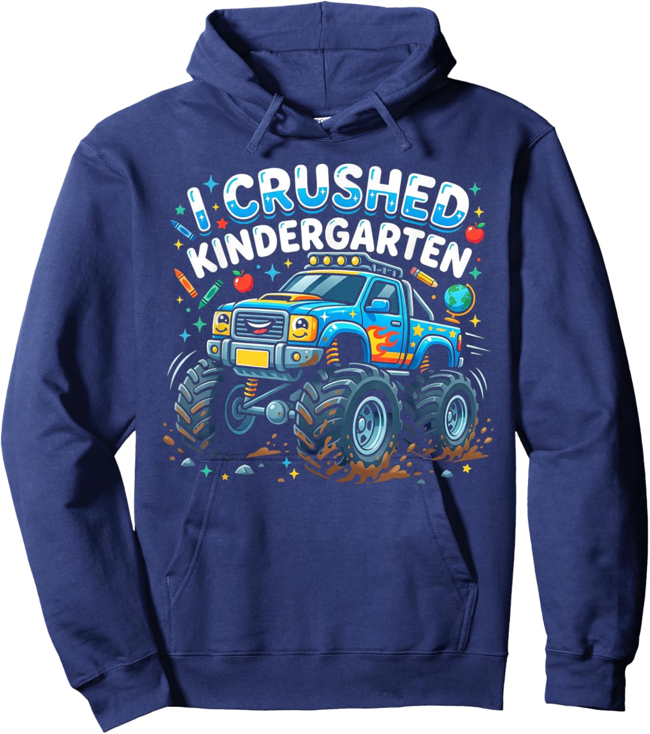 I Crushed Kindergarten Monster Truck Graduation Boys Hoodie - Hoodie | Navy