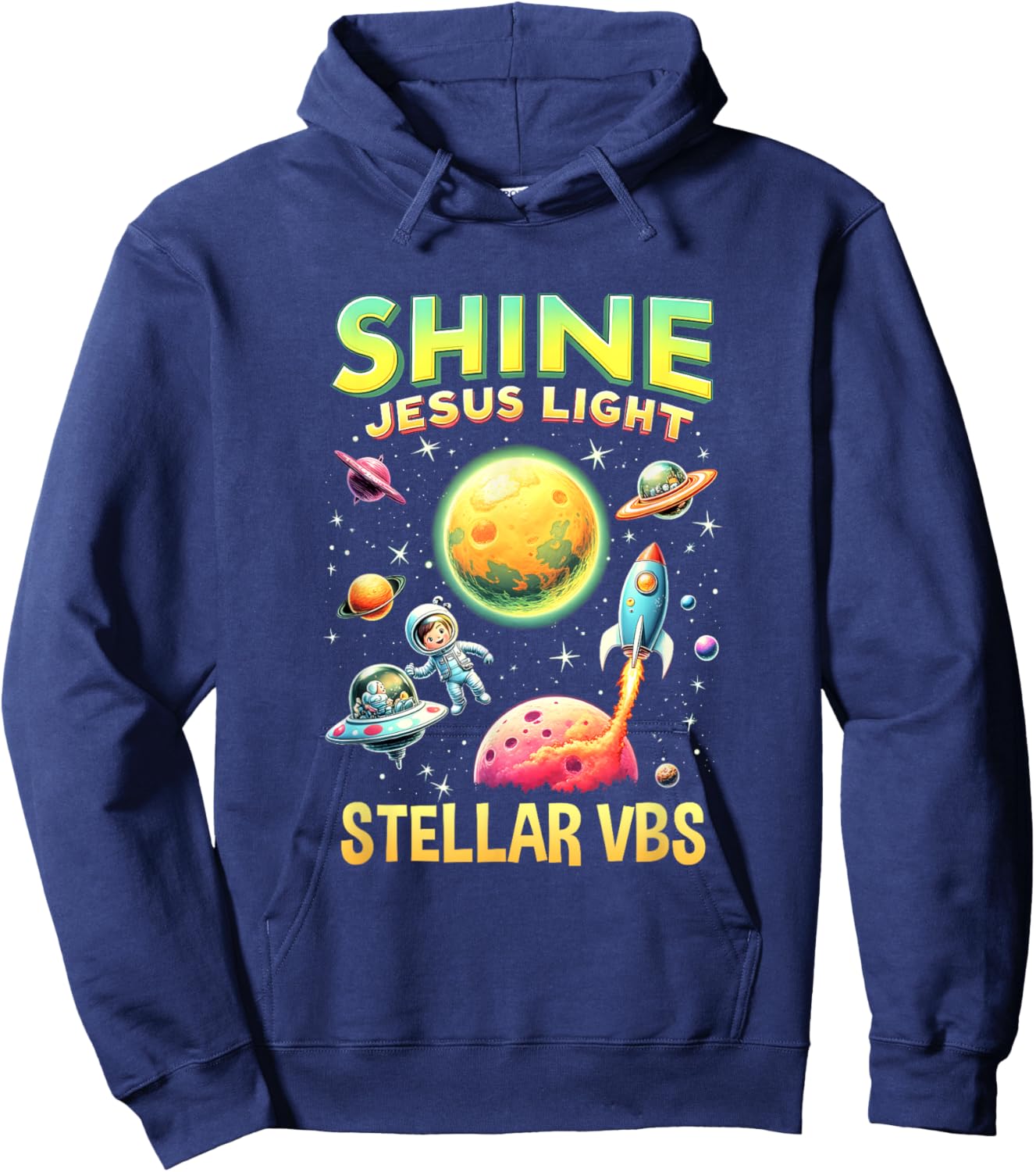 Stellar Space School Camp Christian VBS 2025 Vacation Hoodie - Hoodie | Navy